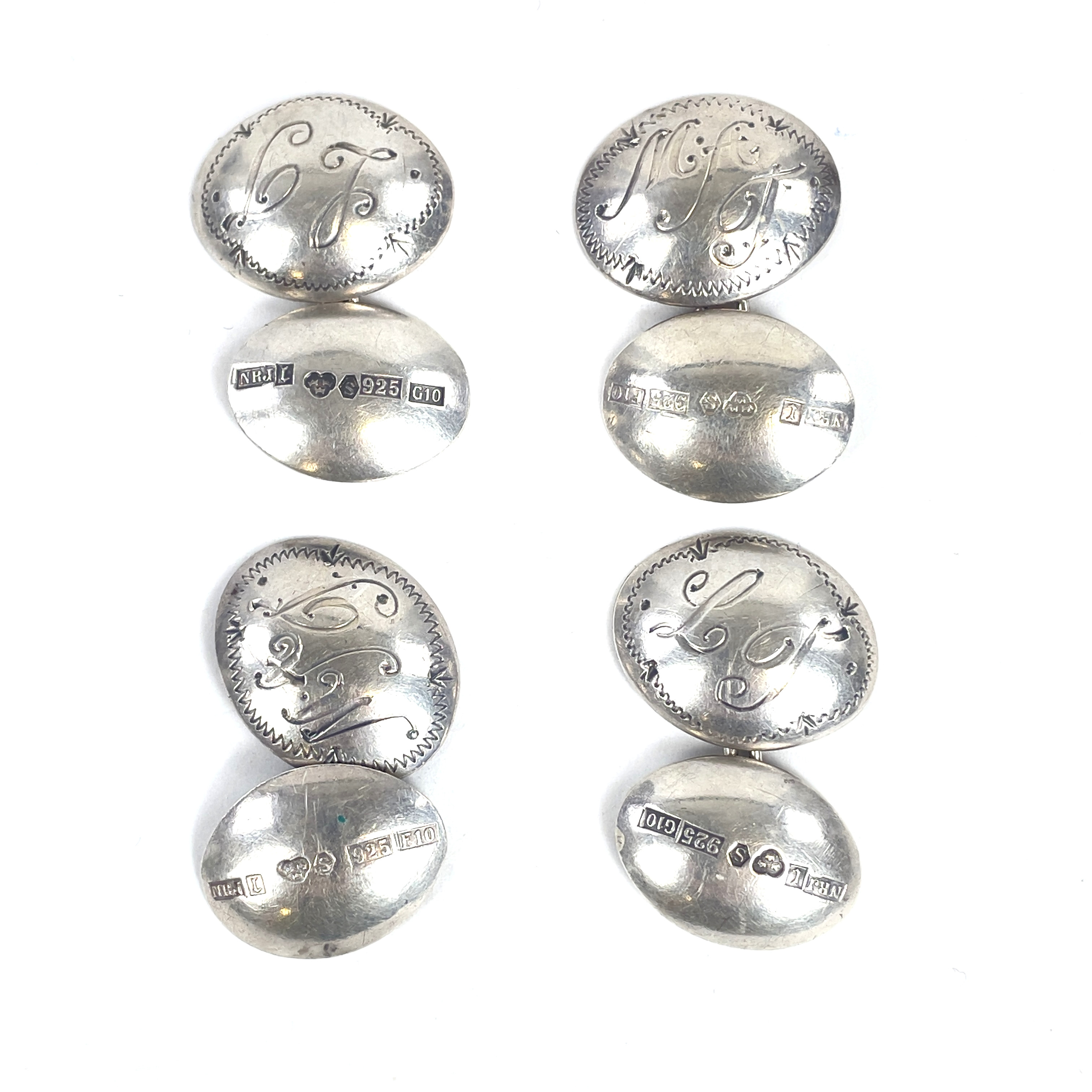 LÄNKKNAPPAR/MANSCHETTKNAPPAR, 2 par, silver, dam, dräktsmycken, Silversmedjan i Järvsö Hb, 1980/81.