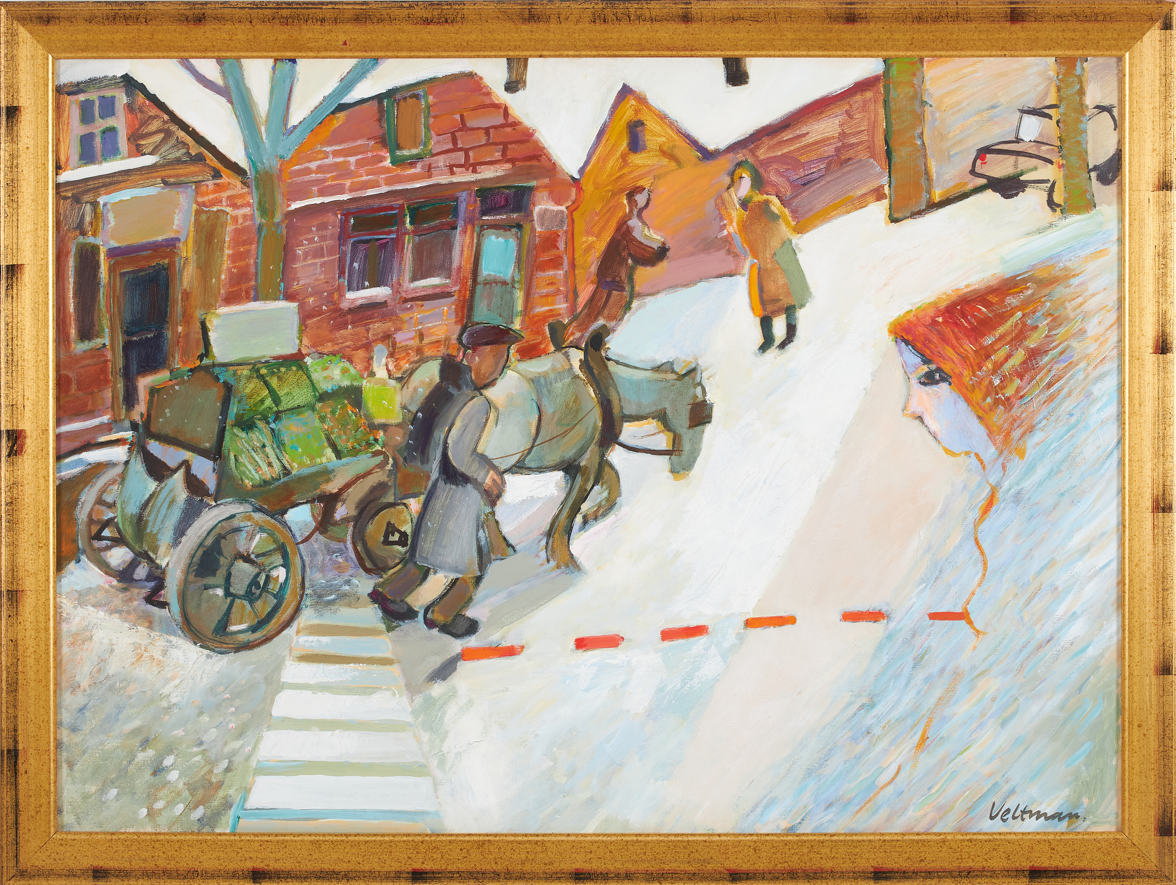 HANS VELTMAN. "The Greengrocer", akryl på duk, signerad Veltman.