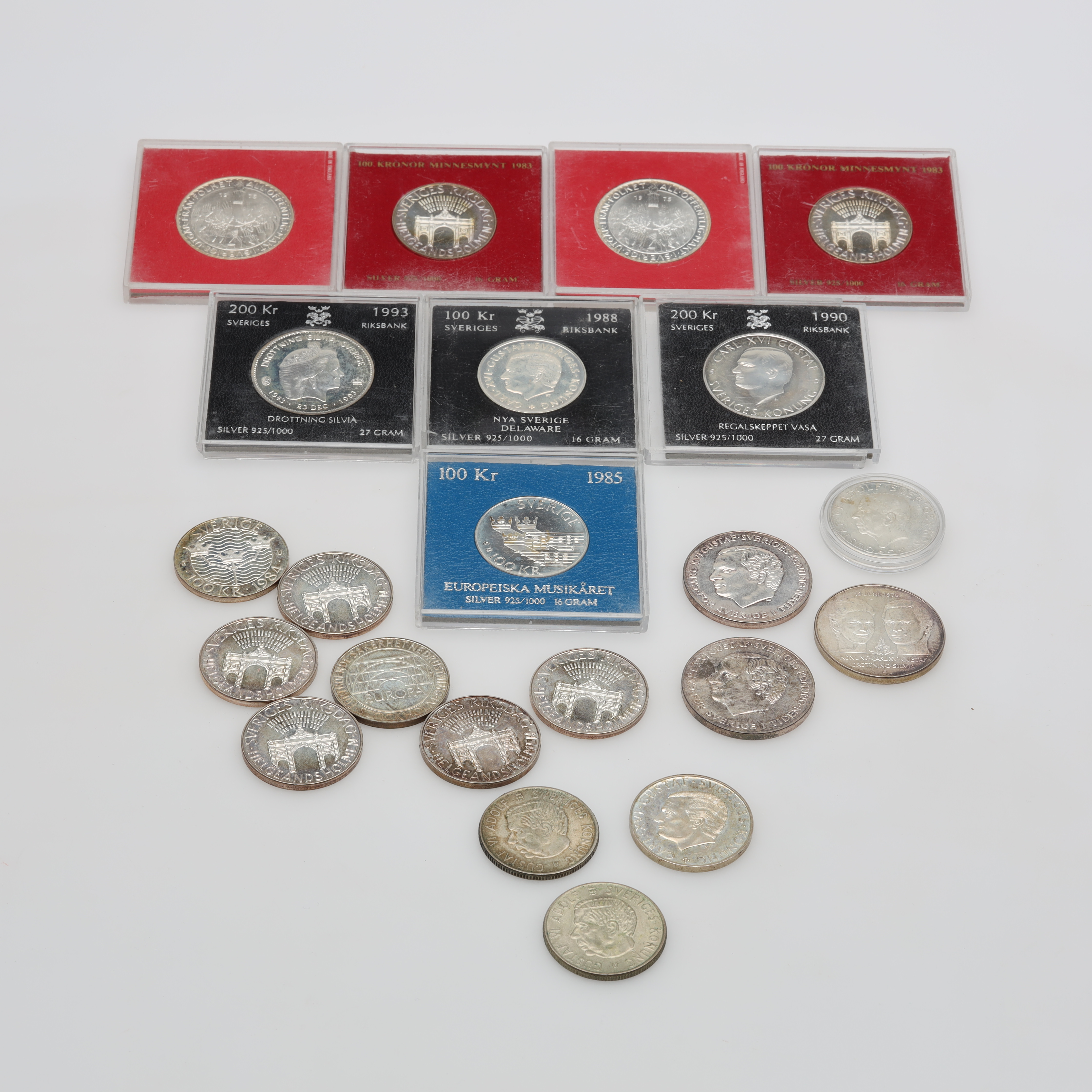 MYNT 22 stycken 40-92,5% silver Sverige.