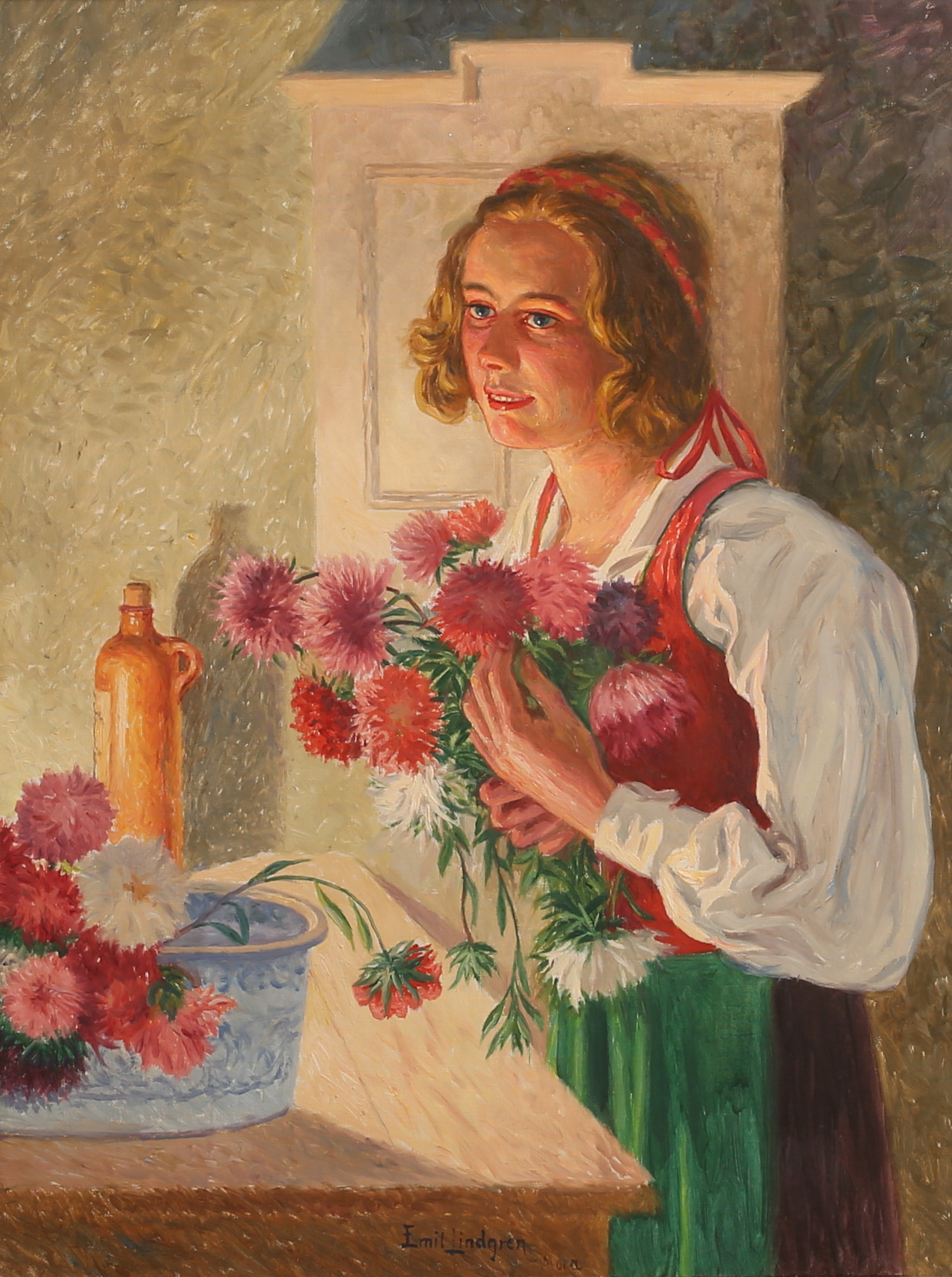 EMIL LINDGREN. Olja på duk, signerad, Mora.