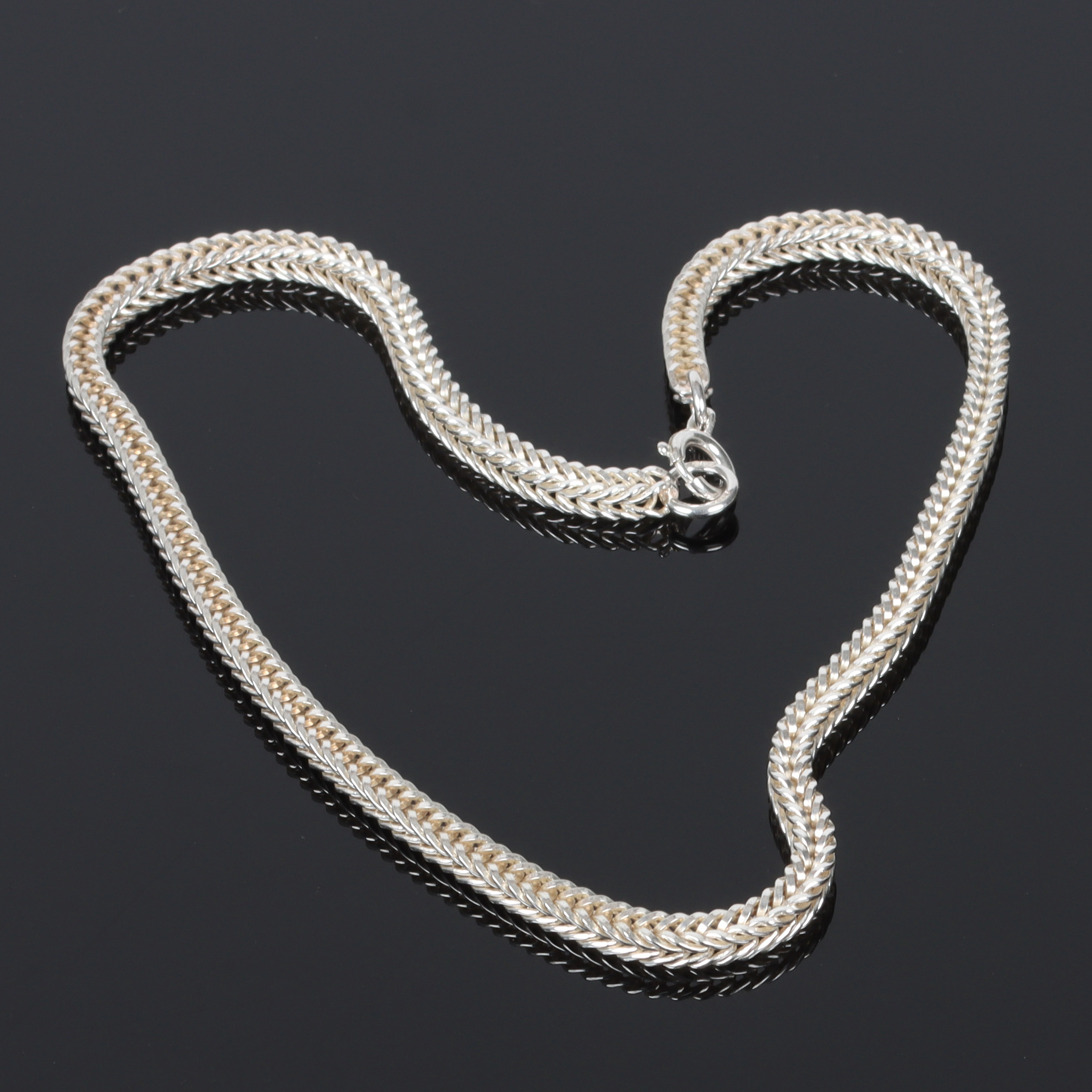 COLLIER, silver, dubbel fiskbenslänk, 1900-tal.