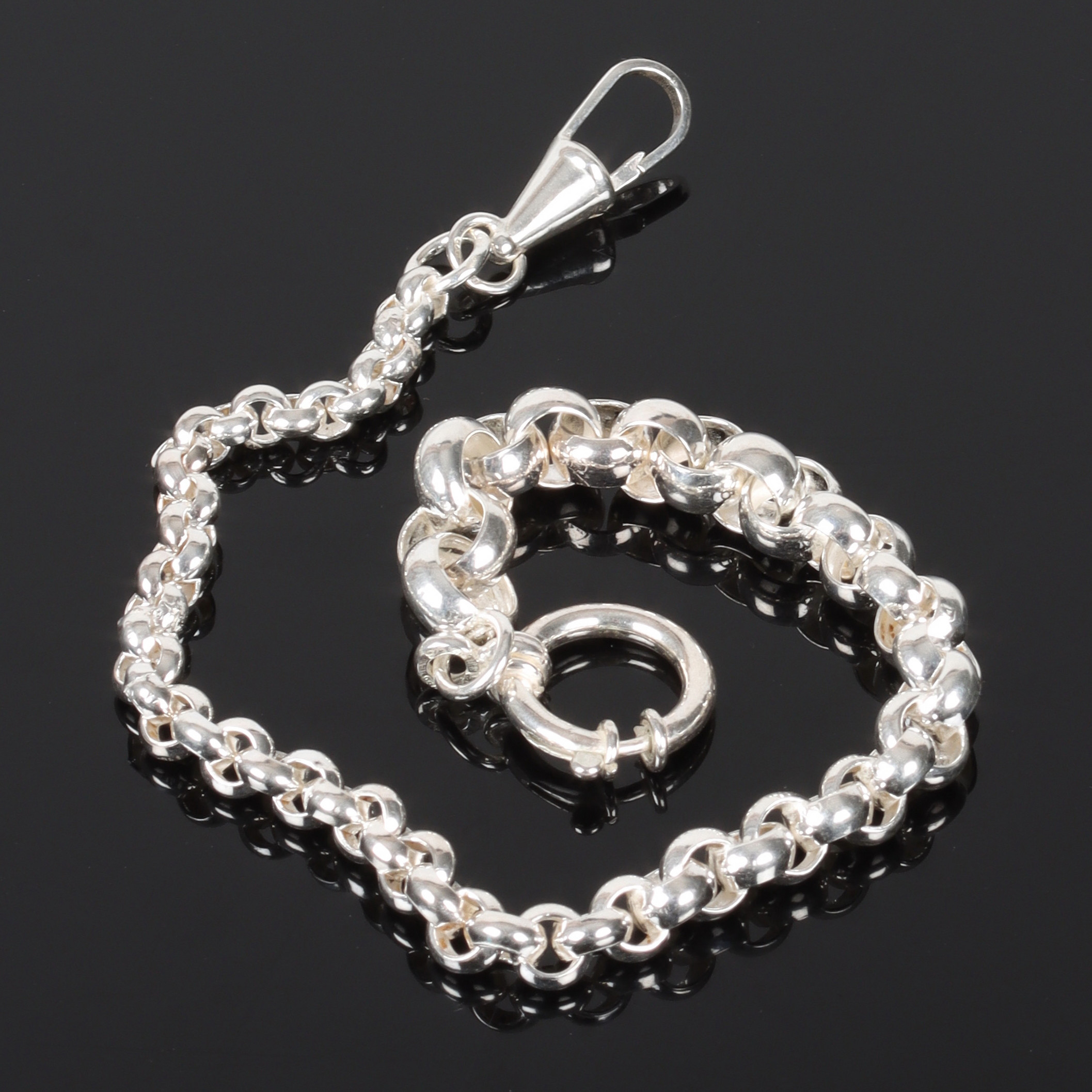 KLOCKKEDJA, sterlingsilver, doserad, "ärtlänk", 1900-tal.