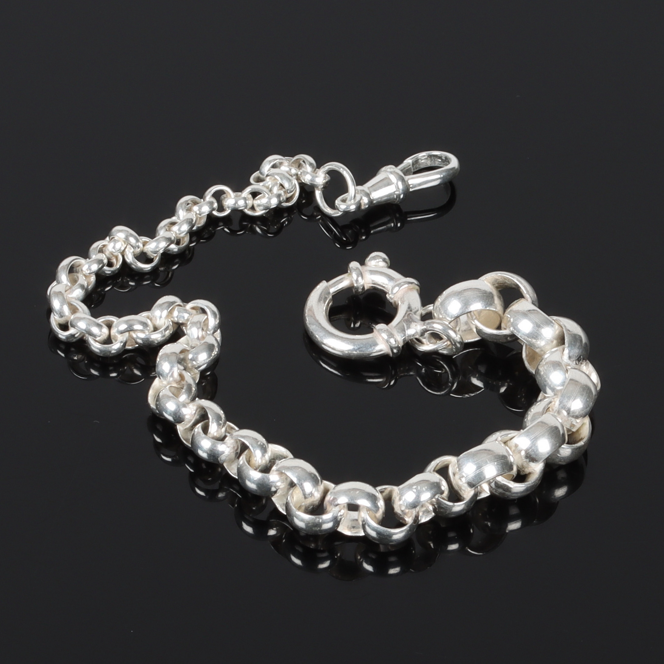 KLOCKKEDJA, sterlingsilver, doserad, "ärtlänk", 1900-tal.