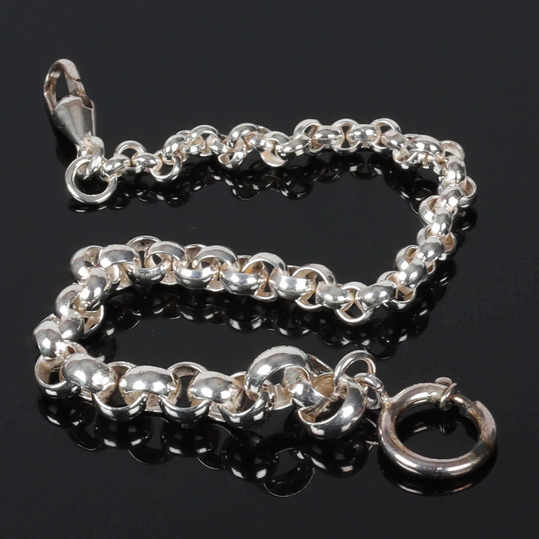 KLOCKKEDJA, silver, doserad "ärtlänk", 1900-tal.