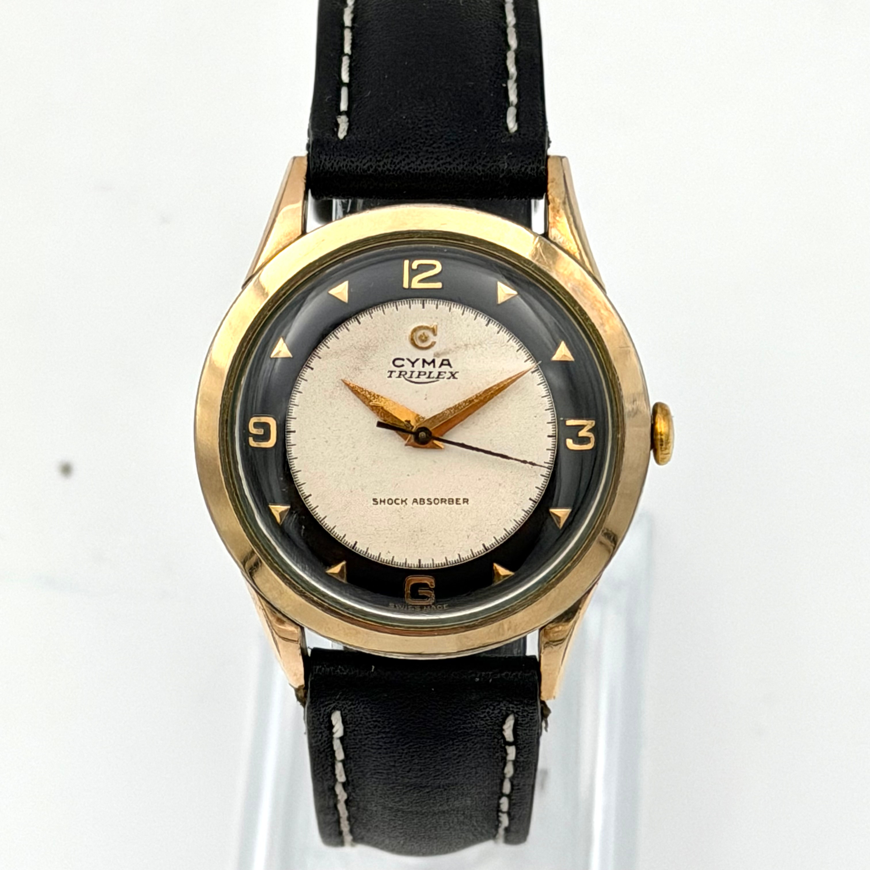 CYMA Triplex, armbandsur, manuell, 1950-tal, gulddoublé, stål.
