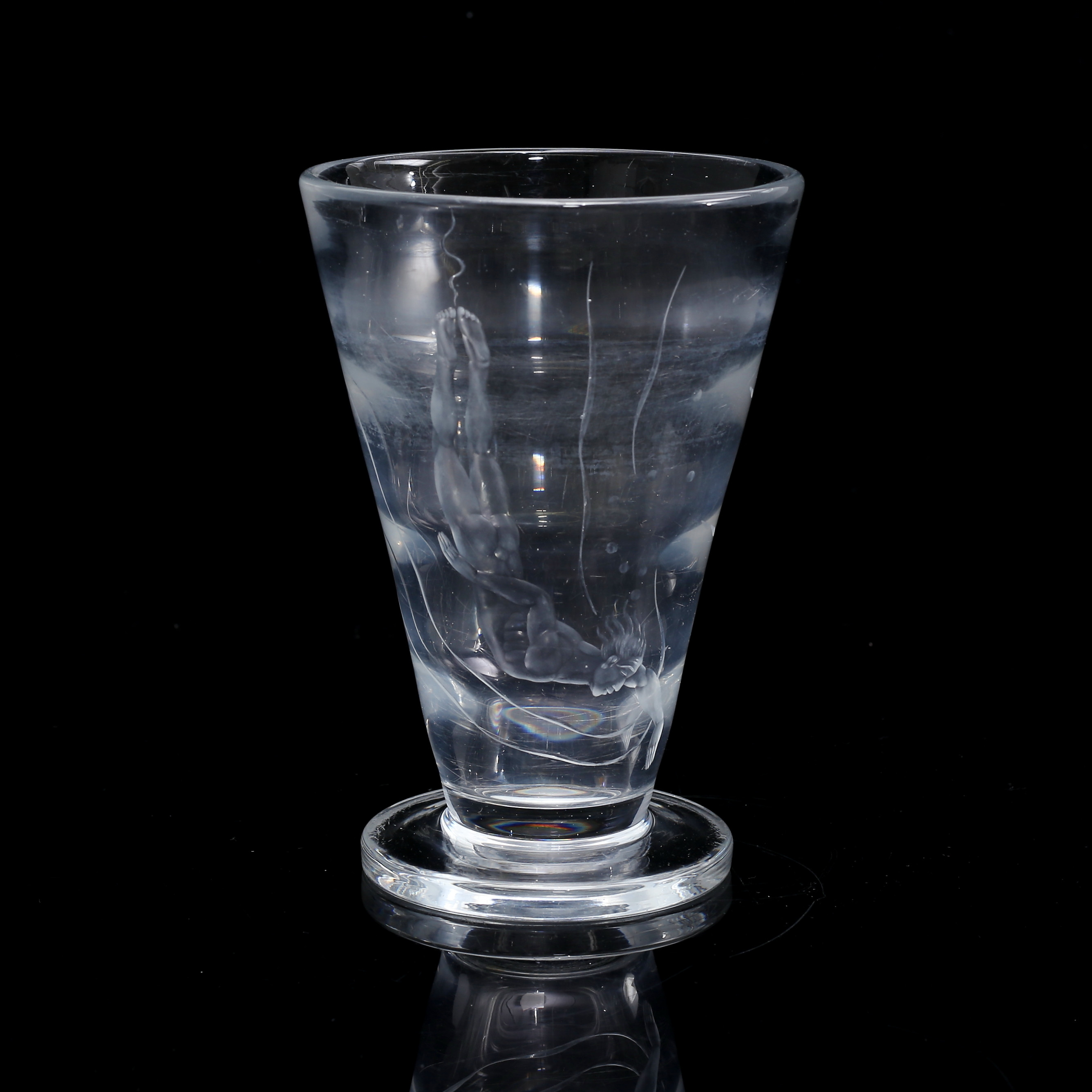 VICKE LINDSTRAND. Vas, "Pärlfiskare", Orrefors, 1940-tal.