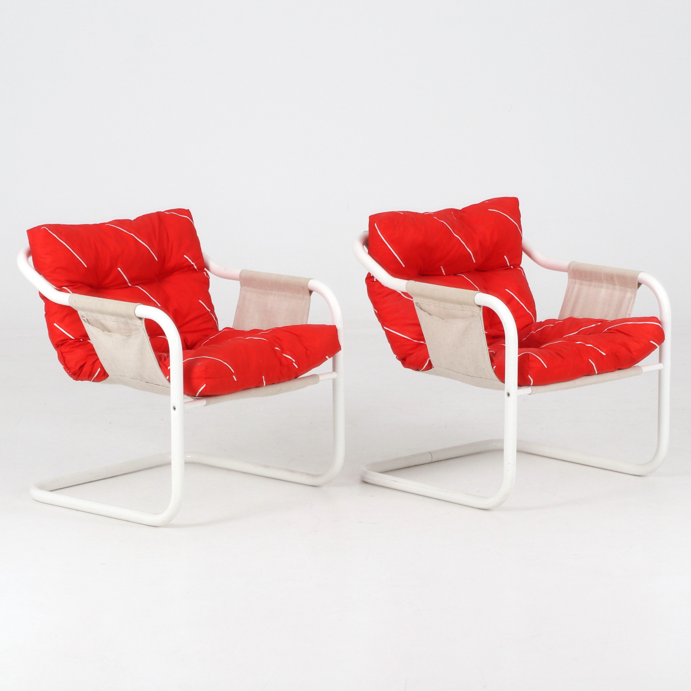 FÅTÖLJER, 1 par, stålrör, troligen Danmark, 1960/70-tal.