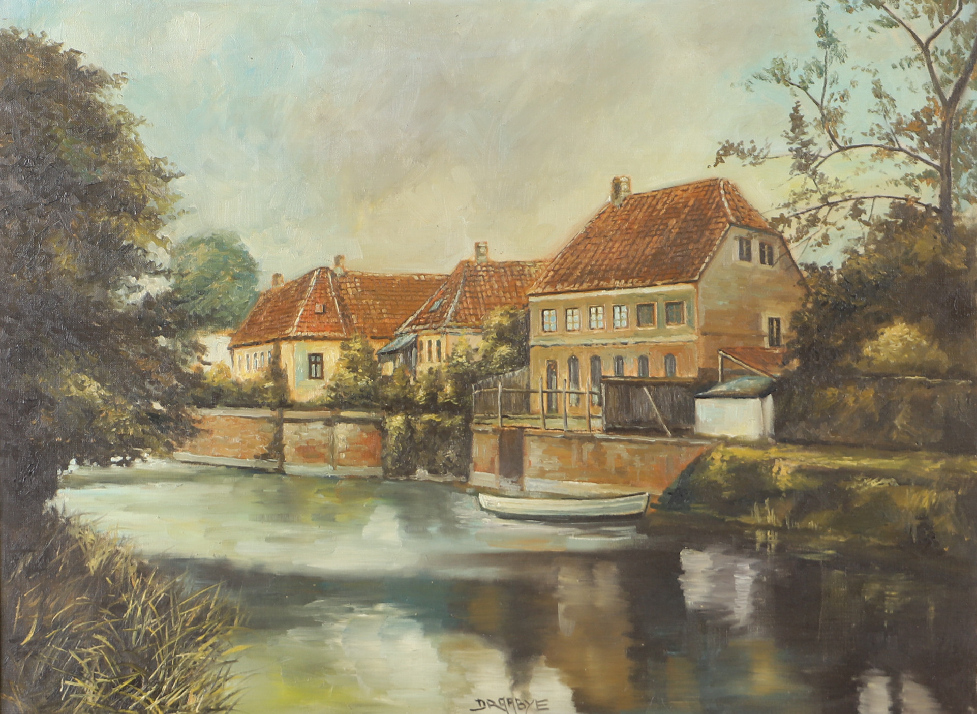 LARS DRAABYE. Hus vid kanalen, olja på duk, signerad Draabye.