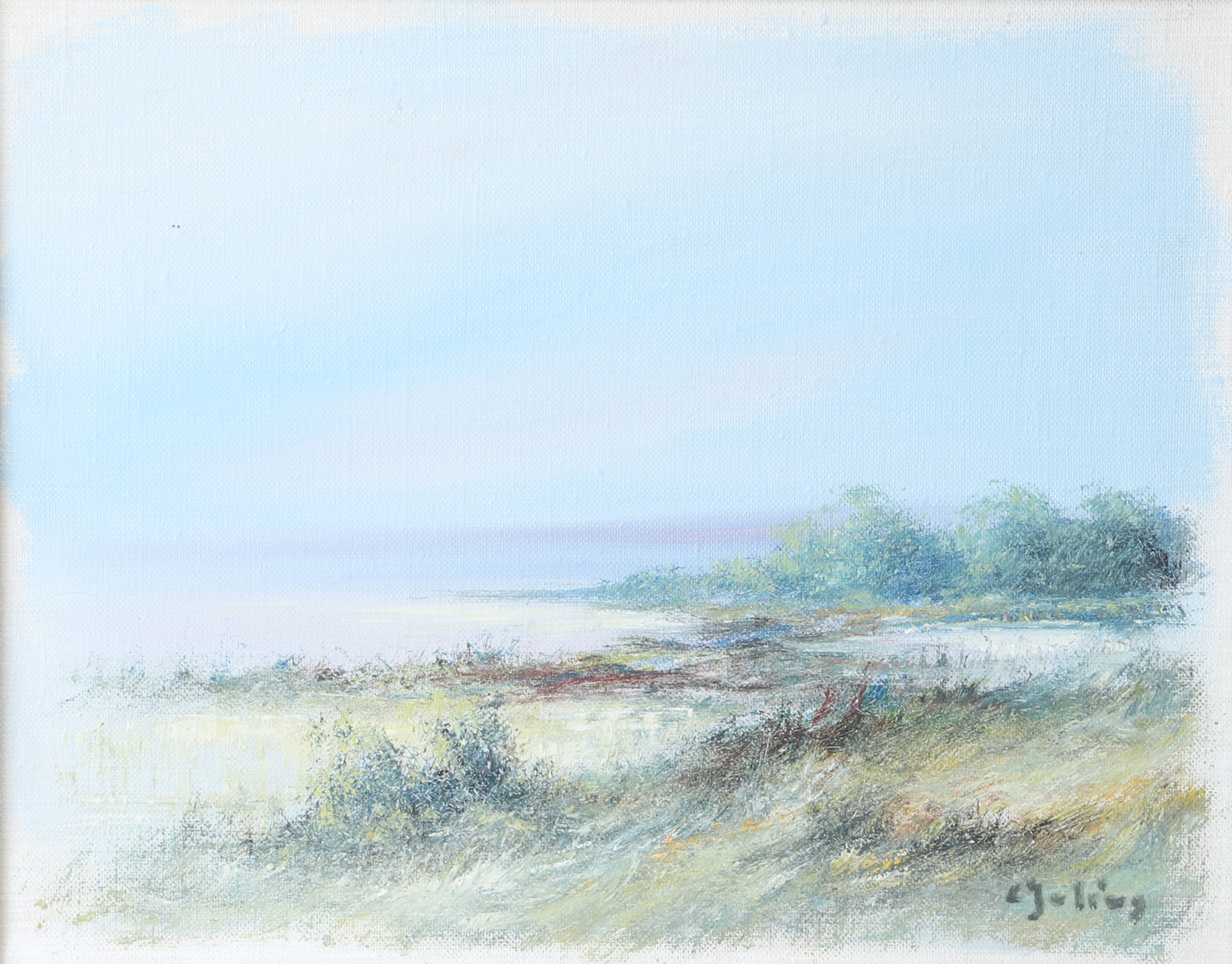 CARL JULIUS. Kustparti, olja på duk, signerad C. Julius.