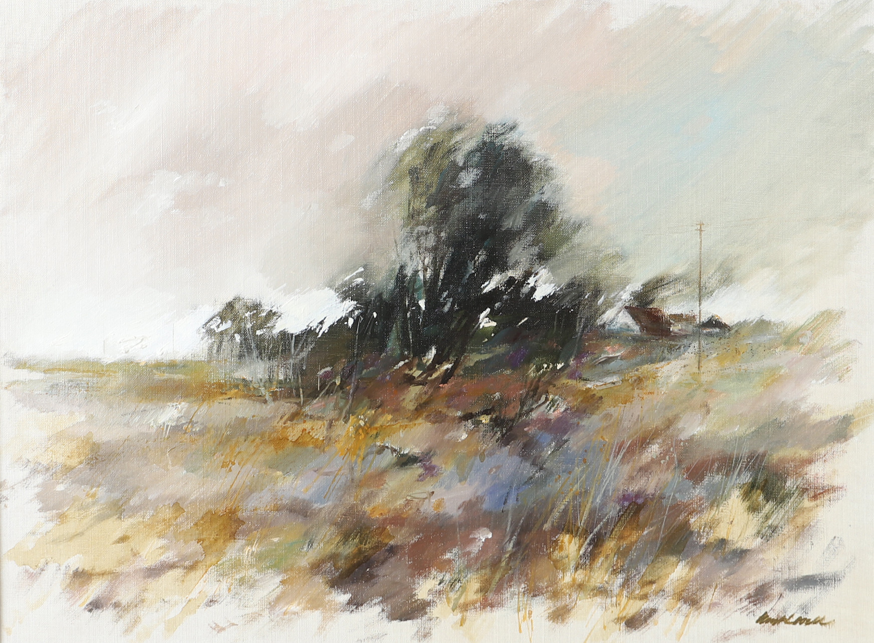 KURT  LOSELL. Landskap med hus, olja på duk, signerad.