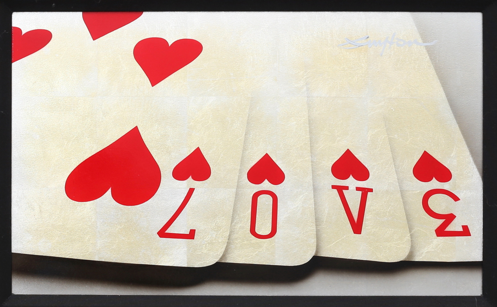 PATRICK GUYTON (USA, F. 1964). 4625557. PATRICK GUYTON (USA, F. 1964). "A Little Love - Pure Silver". Blandteknik med bladsilver på aluminium, signerad.