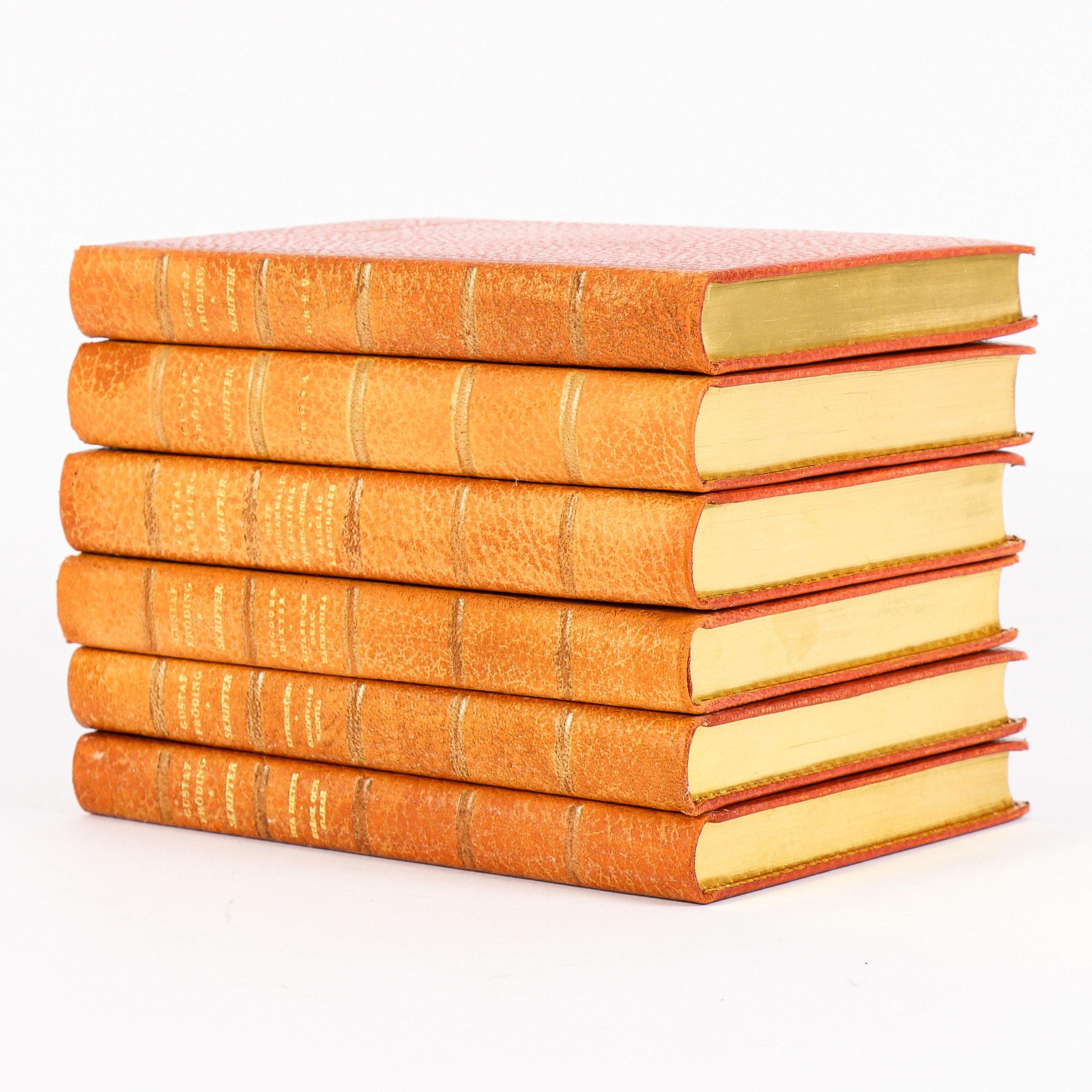 BÖCKER Gustaf Fröding, 6 skinnband med guldsnitt.