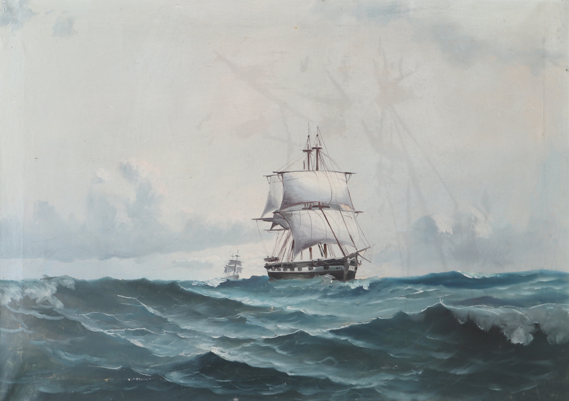 OKÄND KONSTNÄR. Marinmålning, olja på duk, osignerad.