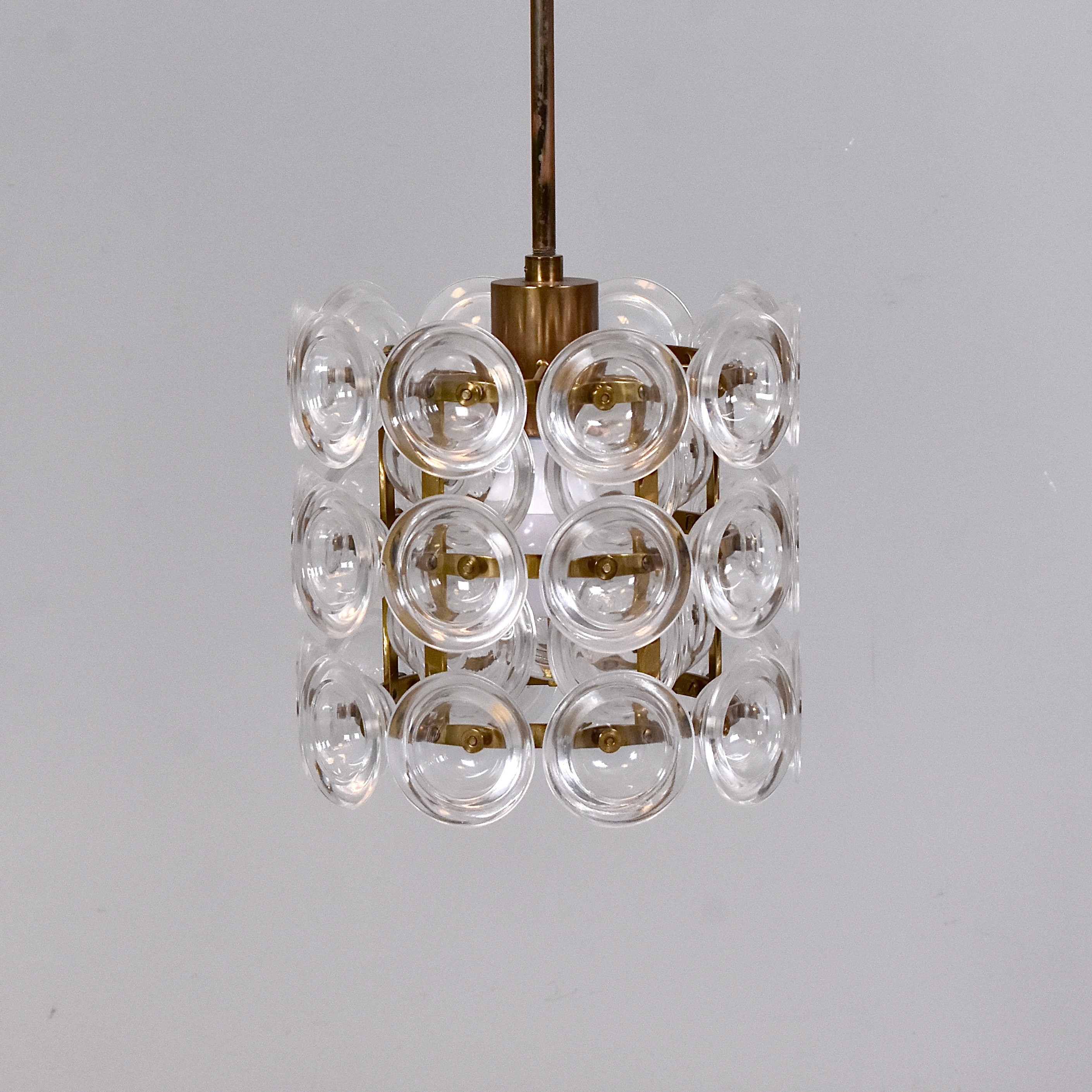 CARL FAGERLUND. Taklampa, glas/mässing, Orrefors.