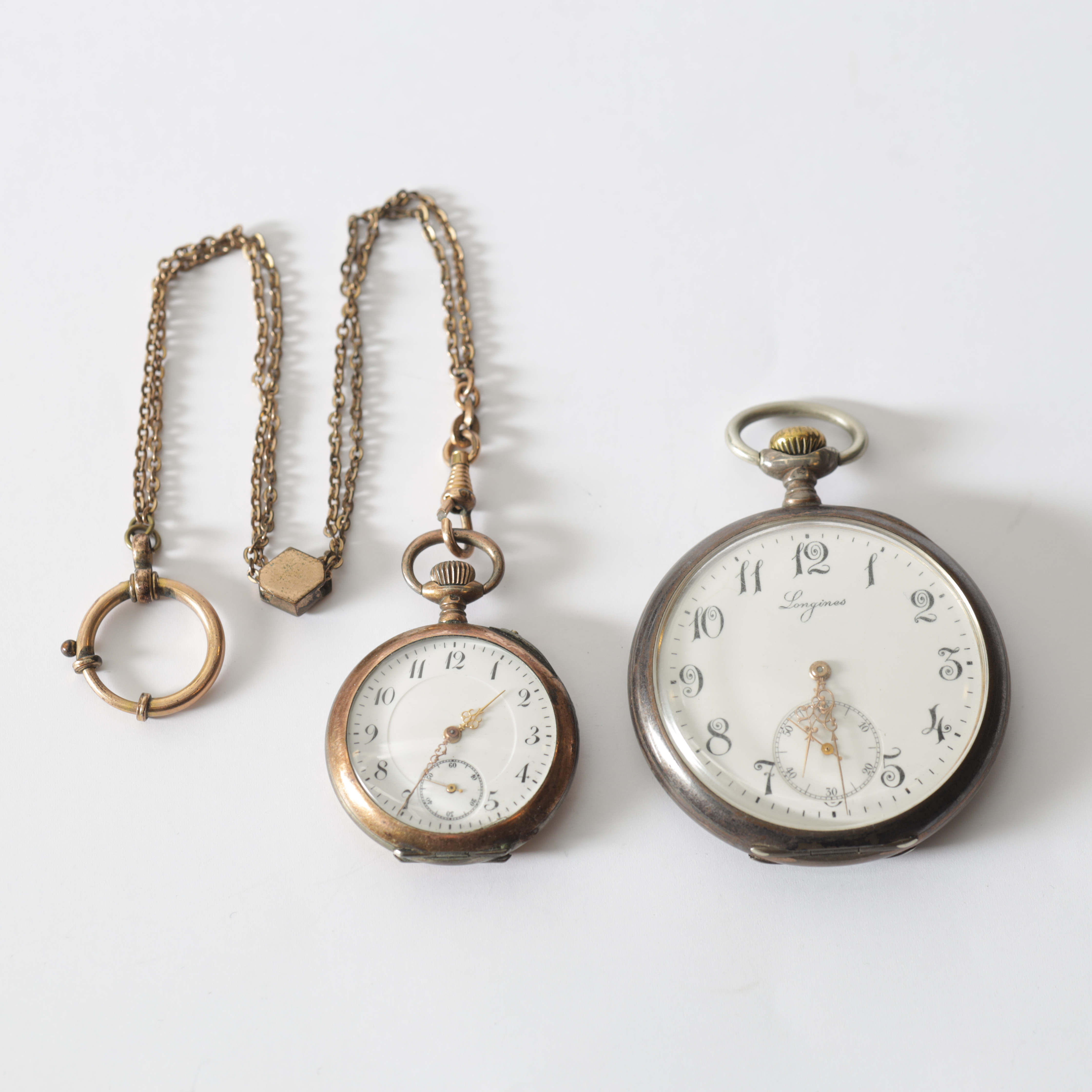 FICKUR, 2 st, silver, bl.a. Longines. Totalvikt ca 123 g.