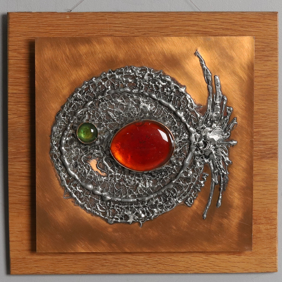 VÄGGRELIEF, koppar, tenn, glas, Ideman, Viken Sweden.