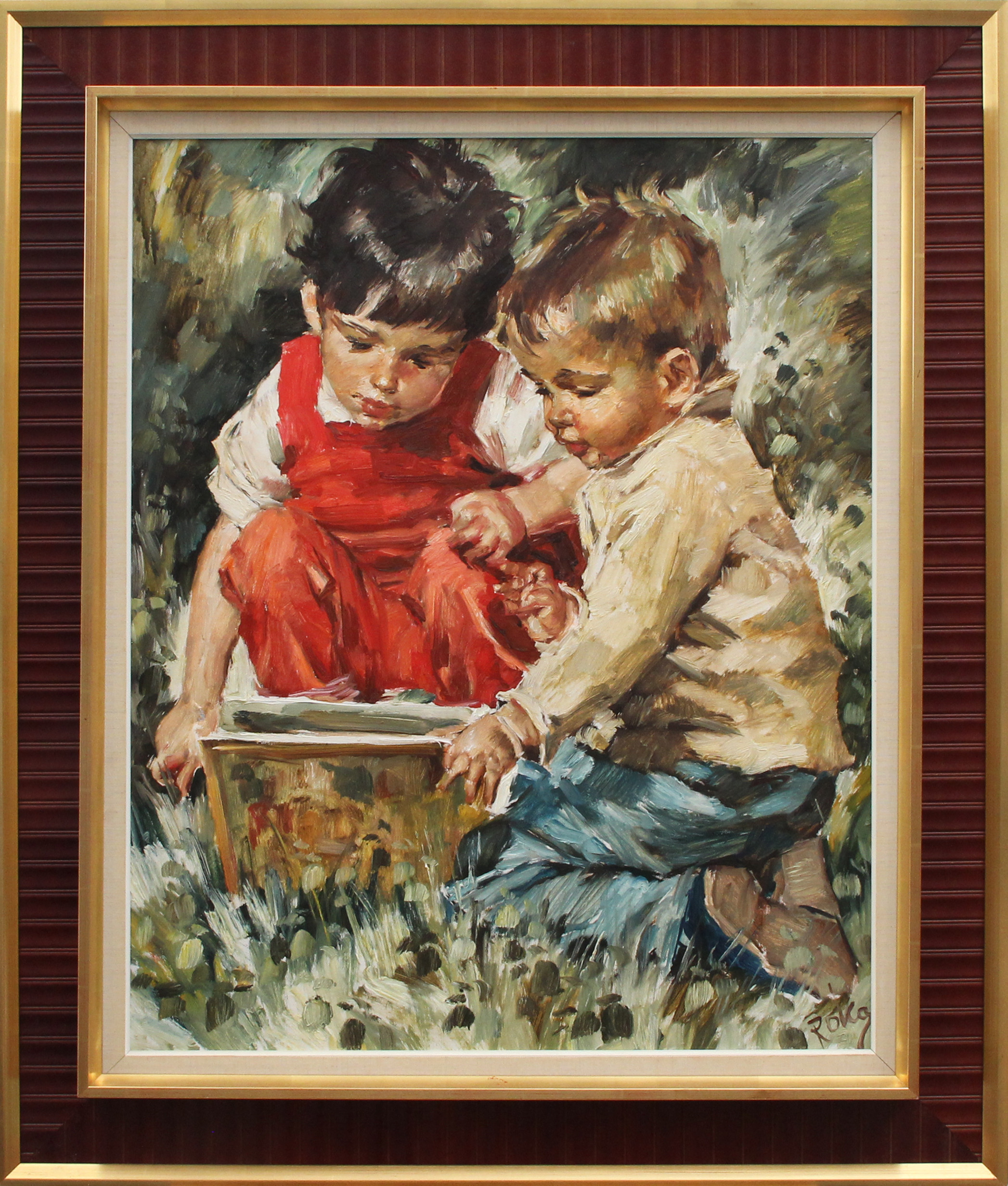 CHARLES ROKA. OLJA, på duk, barnmotiv, signerad.