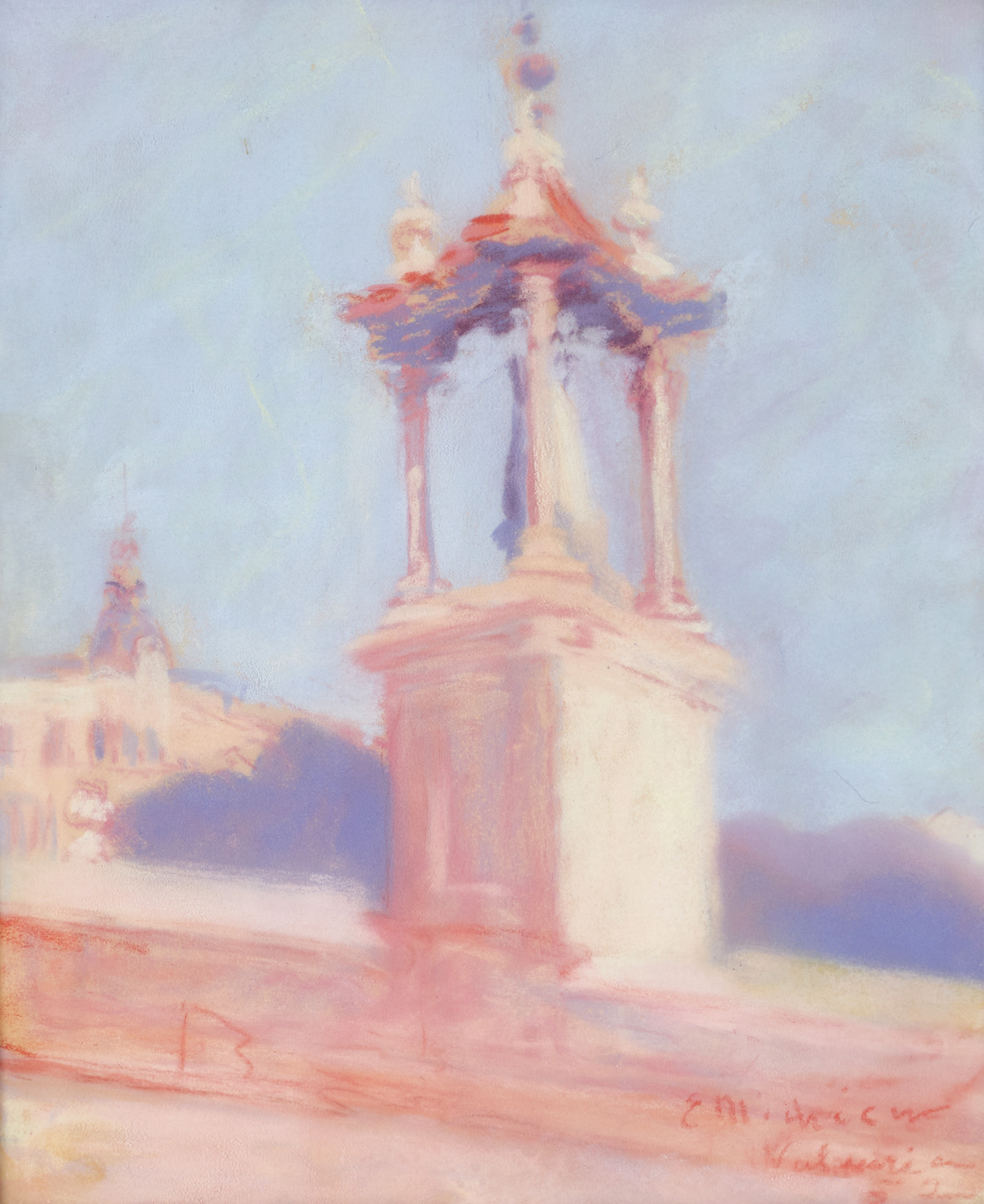 ELÉNA MICHÉEW (1899–1972). Motiv från Valencia, signerad och daterad, pastell.