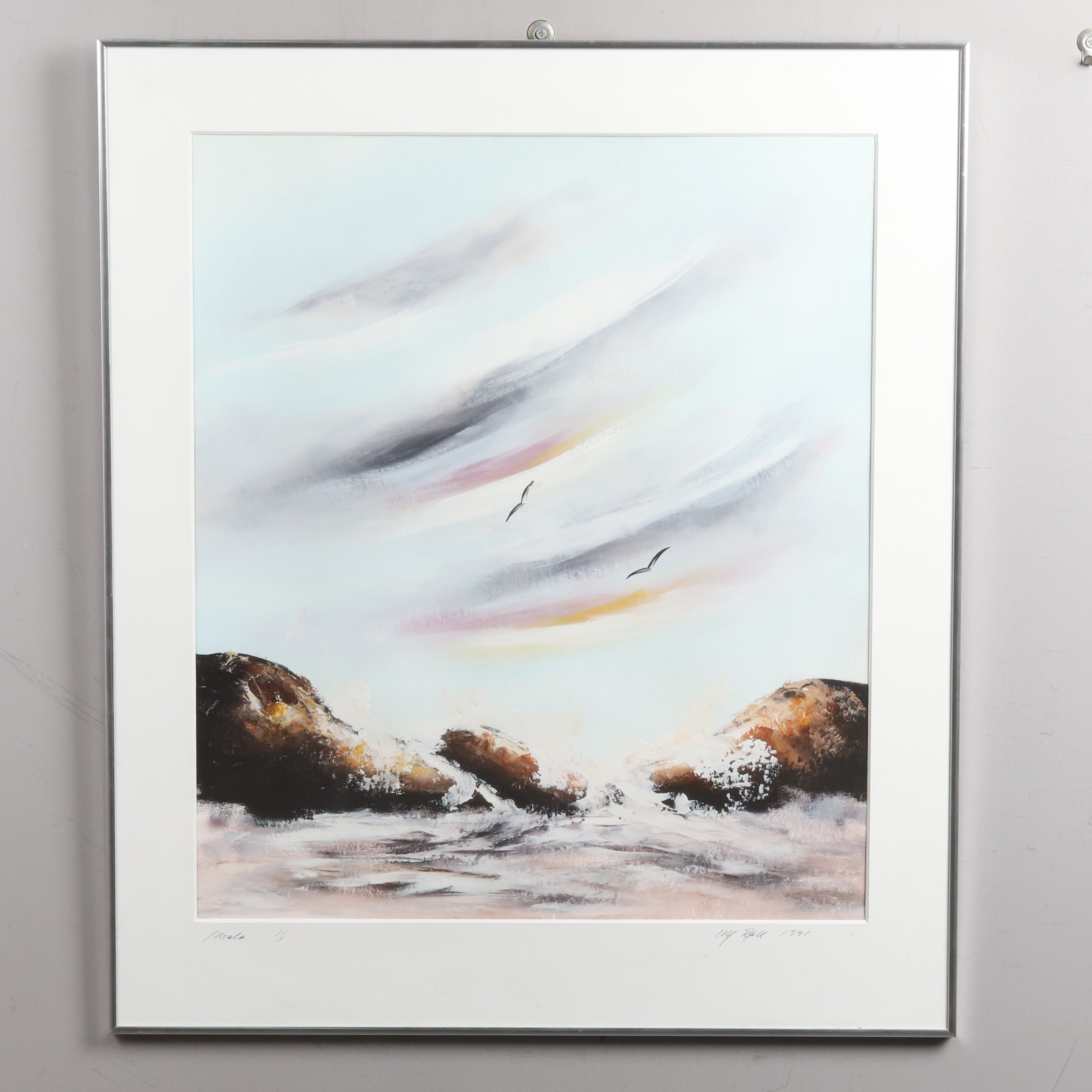 ULF RÖLL LARSEN. BLANDTEKNIK, "Malø" signerad.