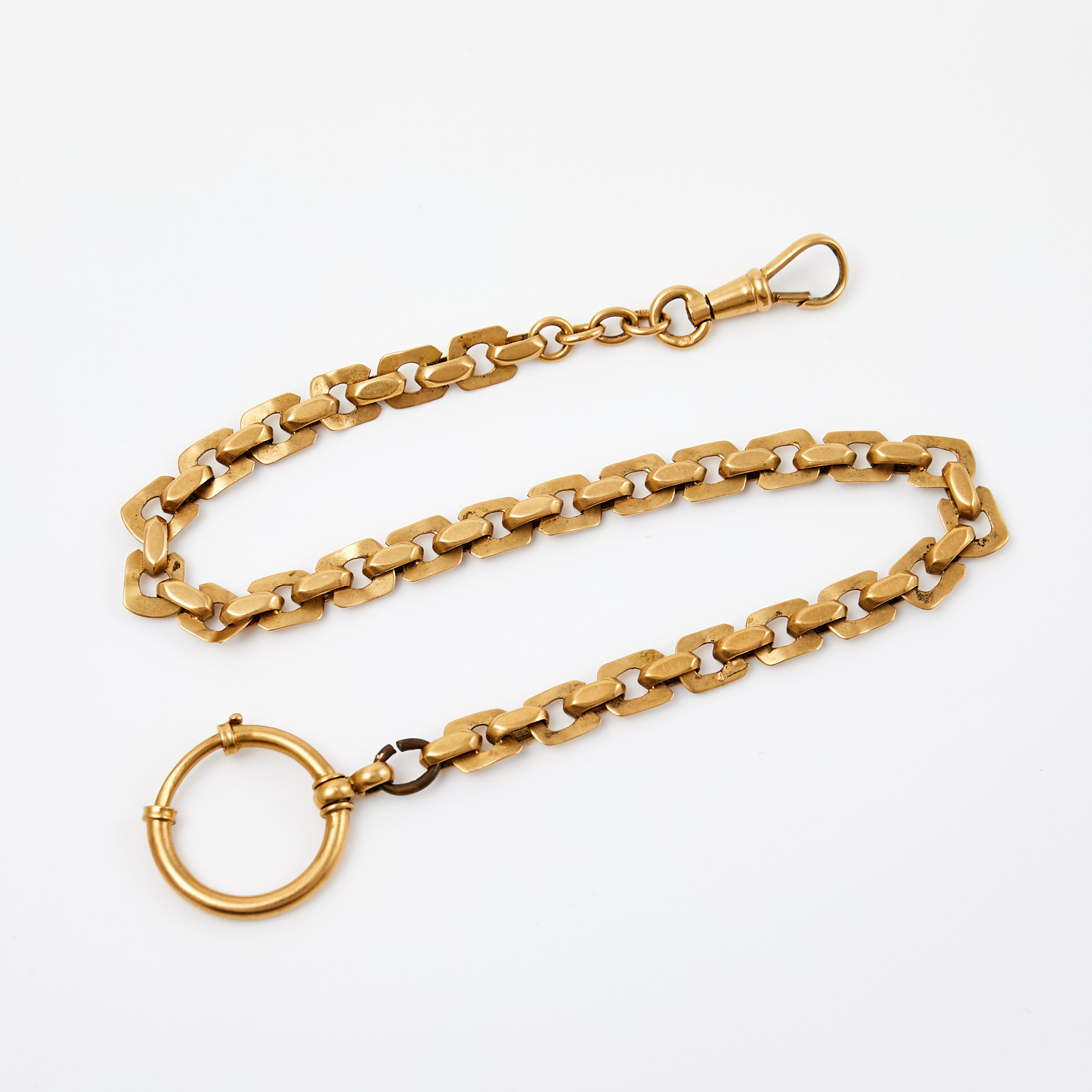 KLOCKKEDJA, 18 k guld, svenskt importstämpel, 1900-talets första hälft.