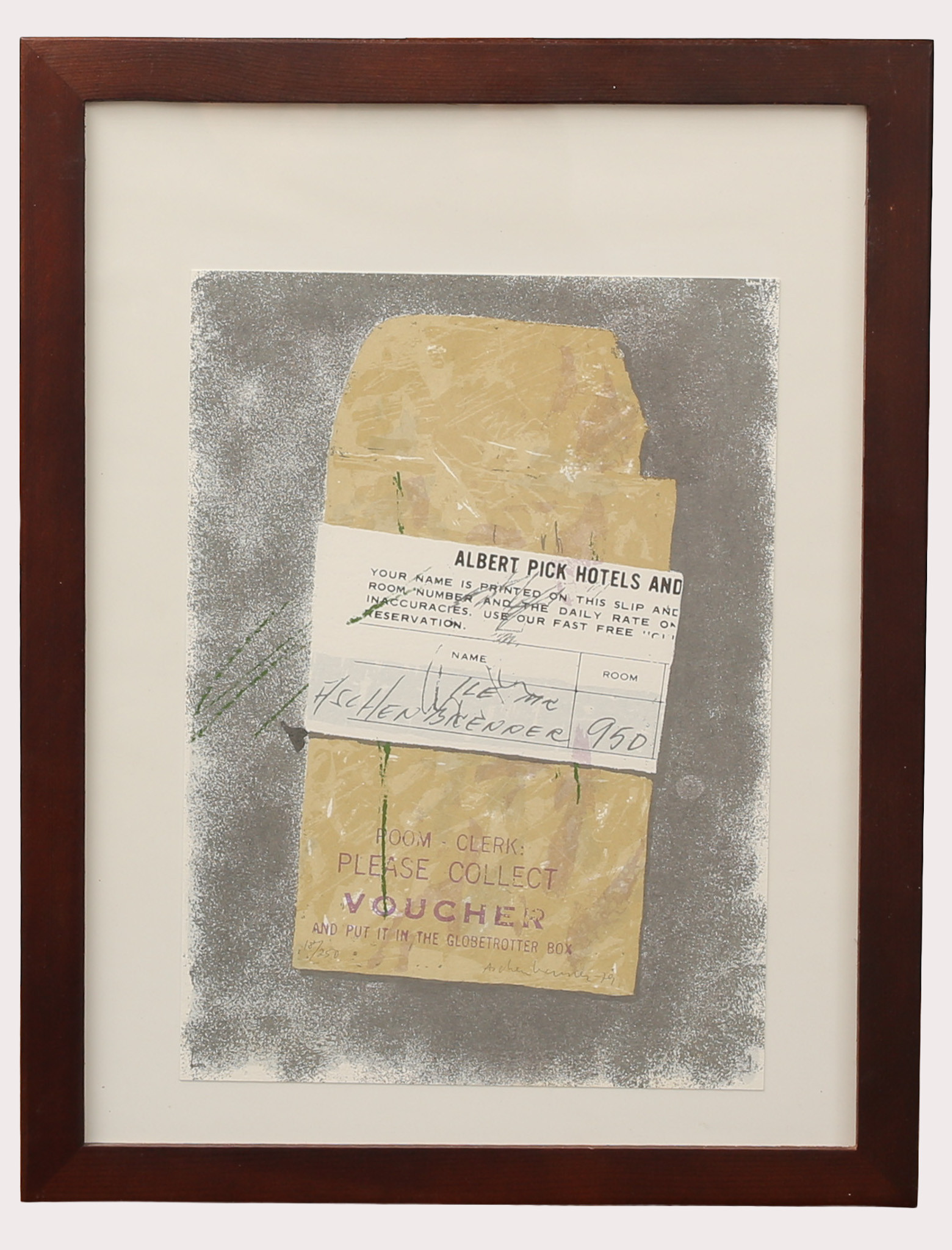 LENNART ASCHENBRENNER. Färglitografi, hotellvoucher, numrerad 18/250, signerad, daterad 1979.