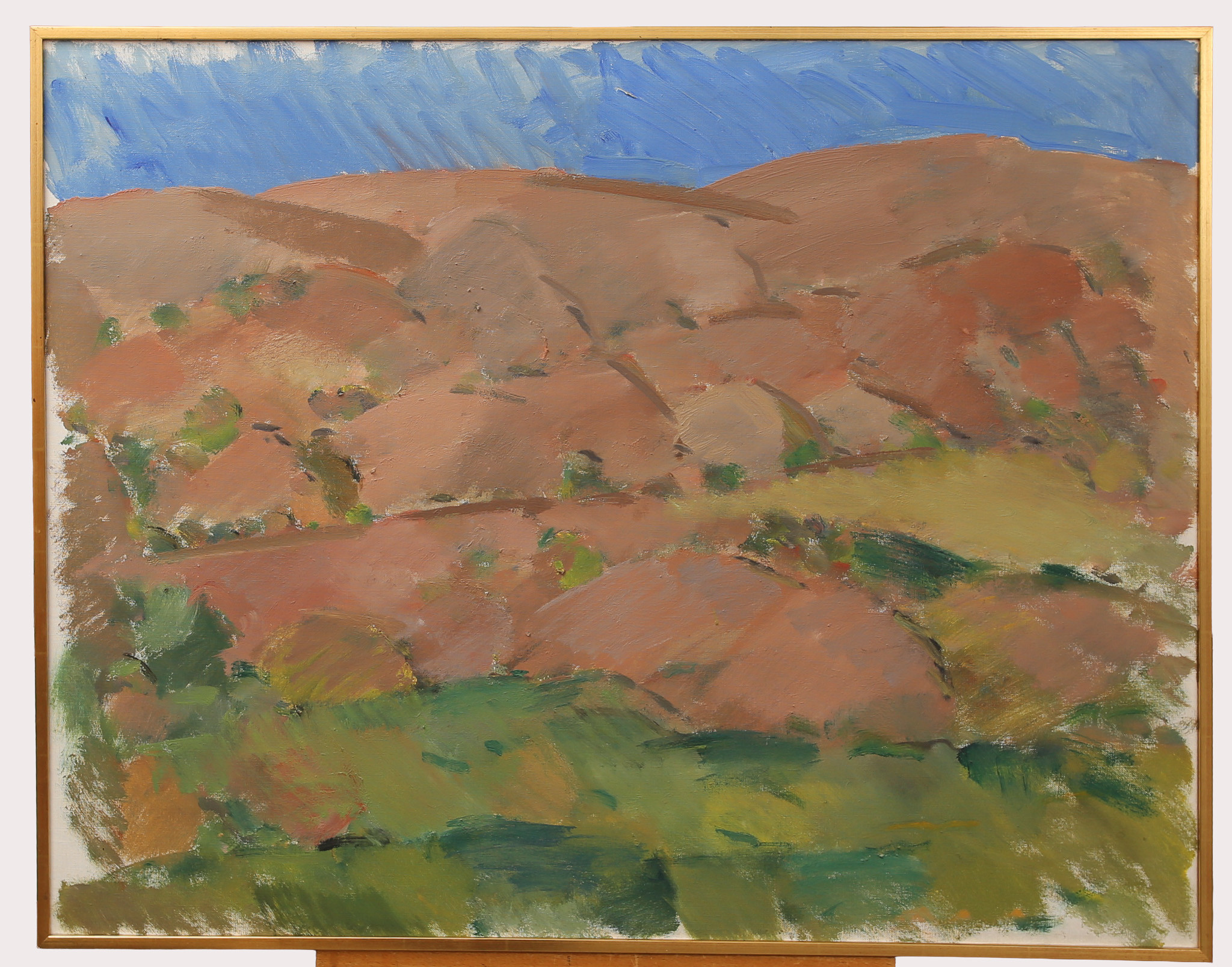 SVEN ERIK MARKHED (1925-1996). Olja på duk, landskap med blå himmel.