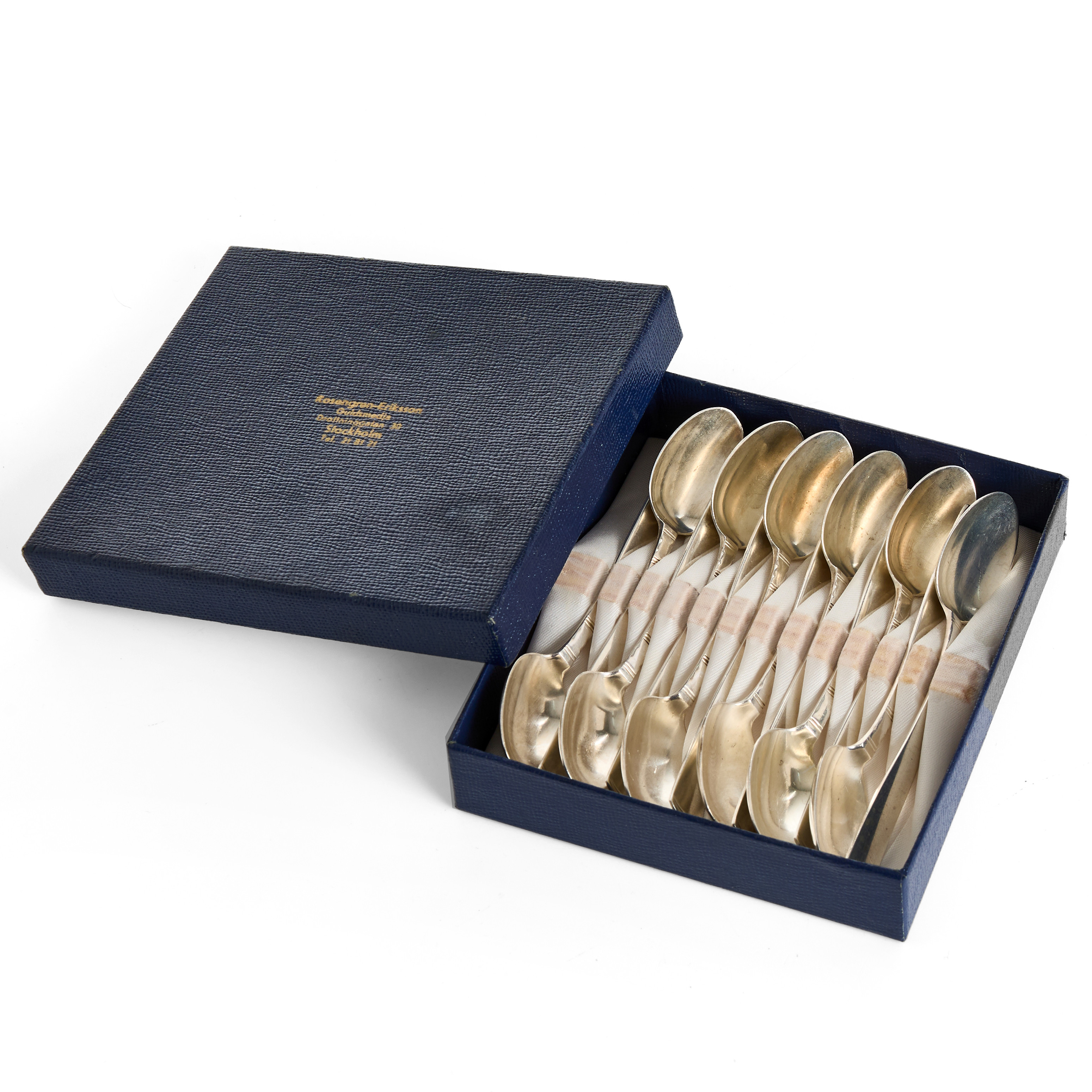 TESKEDAR, 12 st, "Rosenholm", silver, GAB, 1930/40-tal.