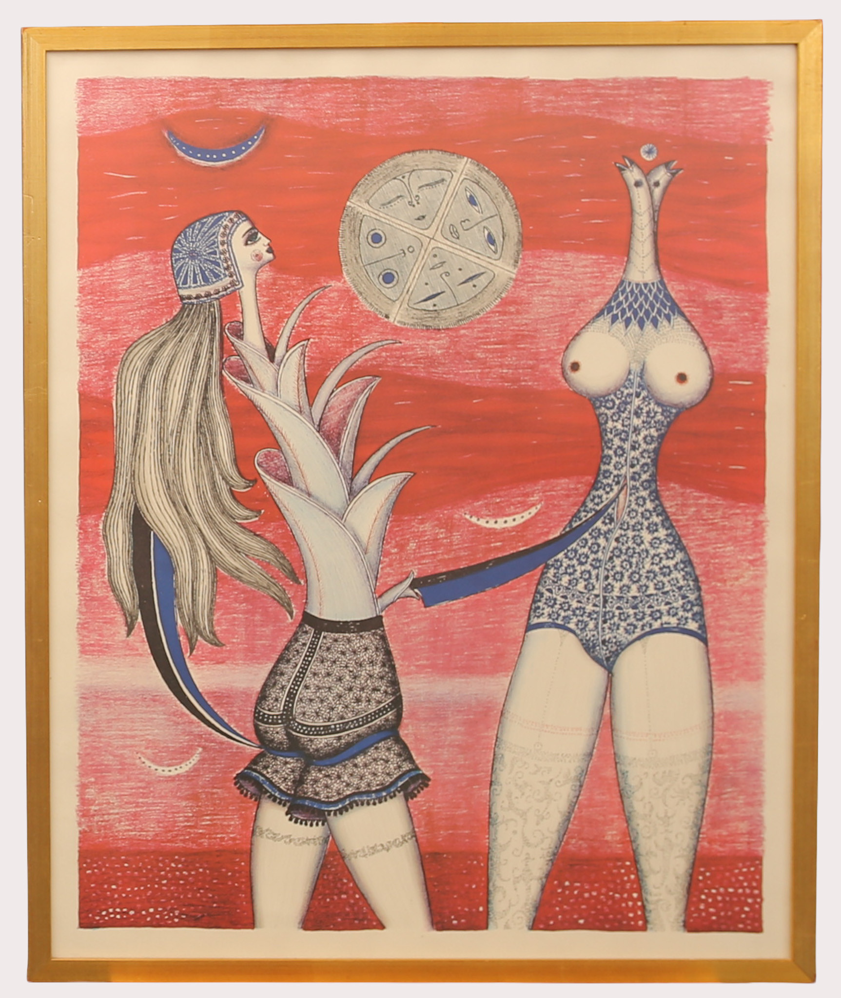 MAX WALTER SVANBERG. Offsettryck, "Den röda dagens blommande kroppar", trycksignerad.