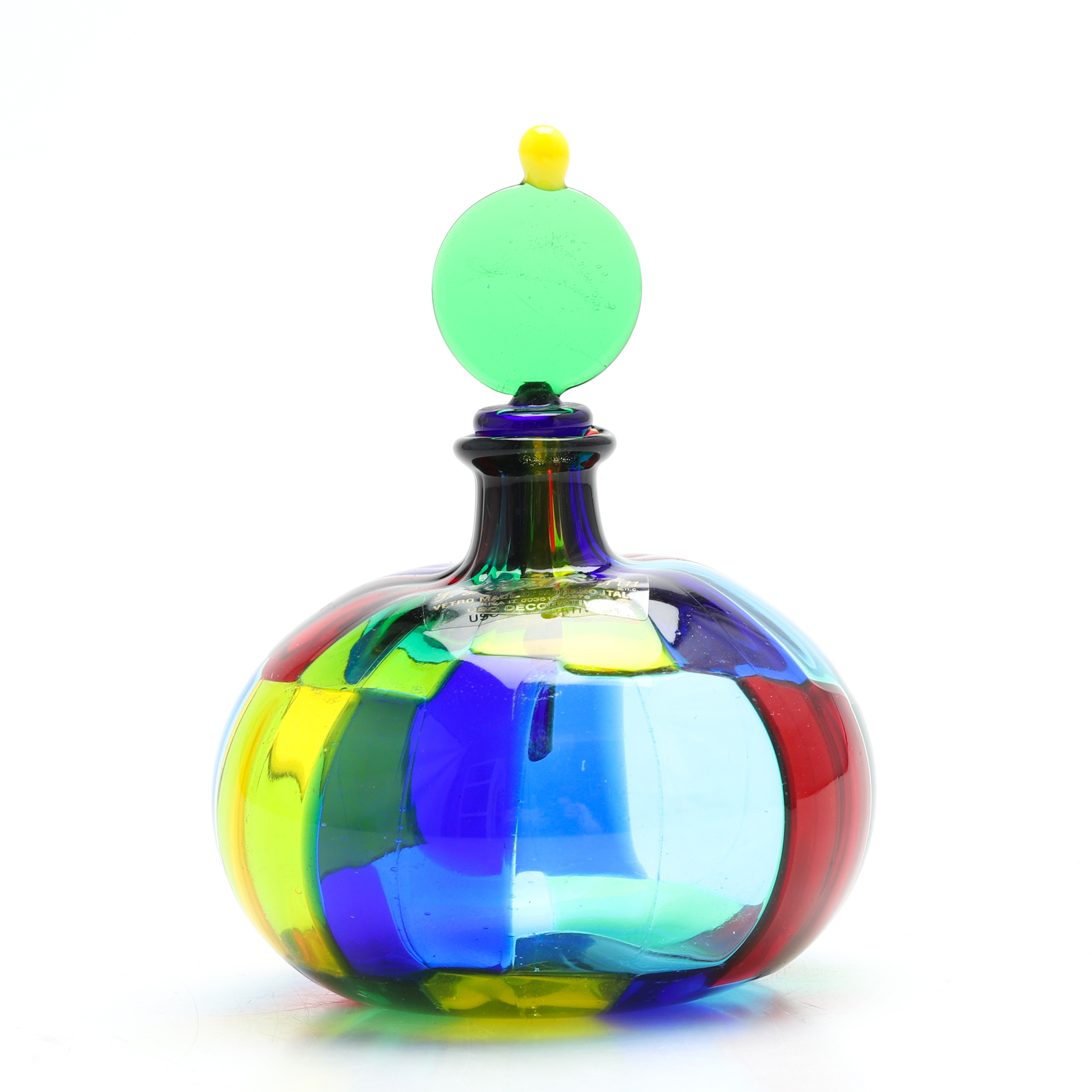 FLACON, glas, F & M Ballarin, signerad och etikettmärkt, Murano, Italien 1900-talets andra hälft.