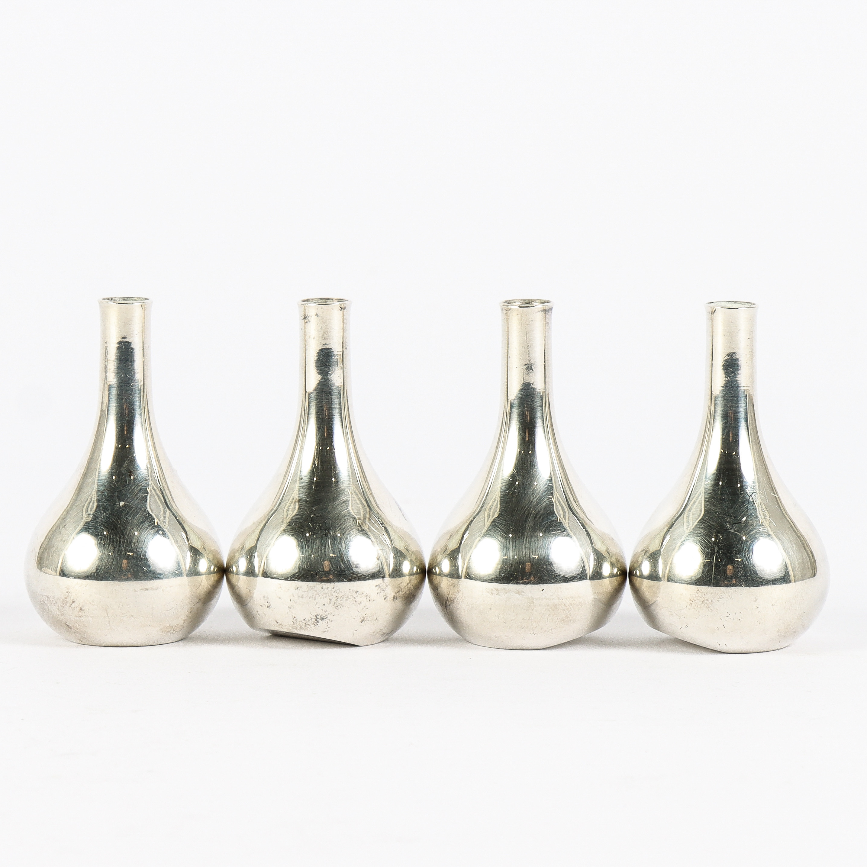 LJUSSTAKAR 4 stycken, nysilver, Jens Quistgaard, Dansk Design, Danmark.