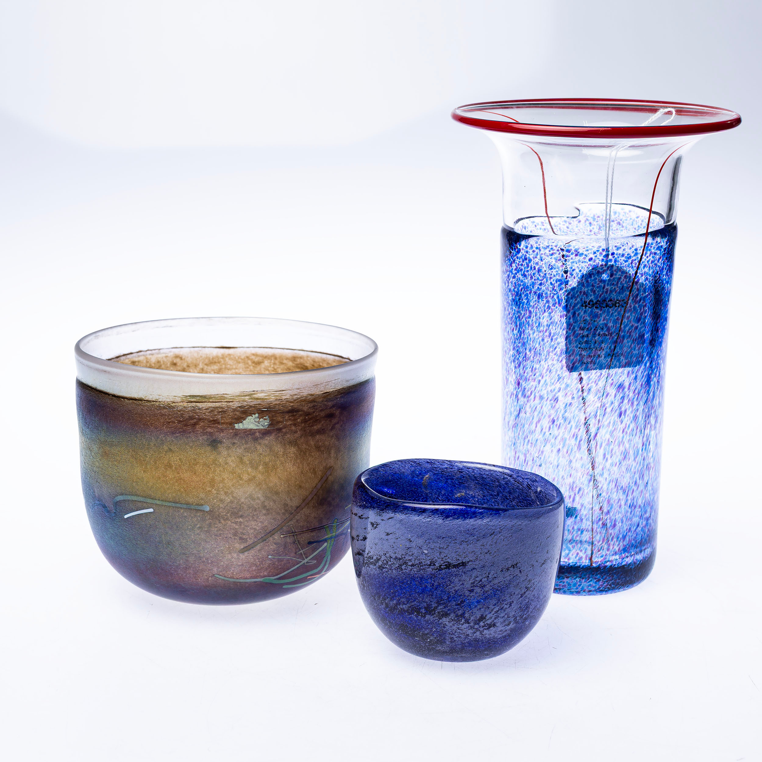 BERTIL VALLIEN. Glasföremål, 3 delar, bl.a "Meridian" & "Tornado", Kosta / Åfors.