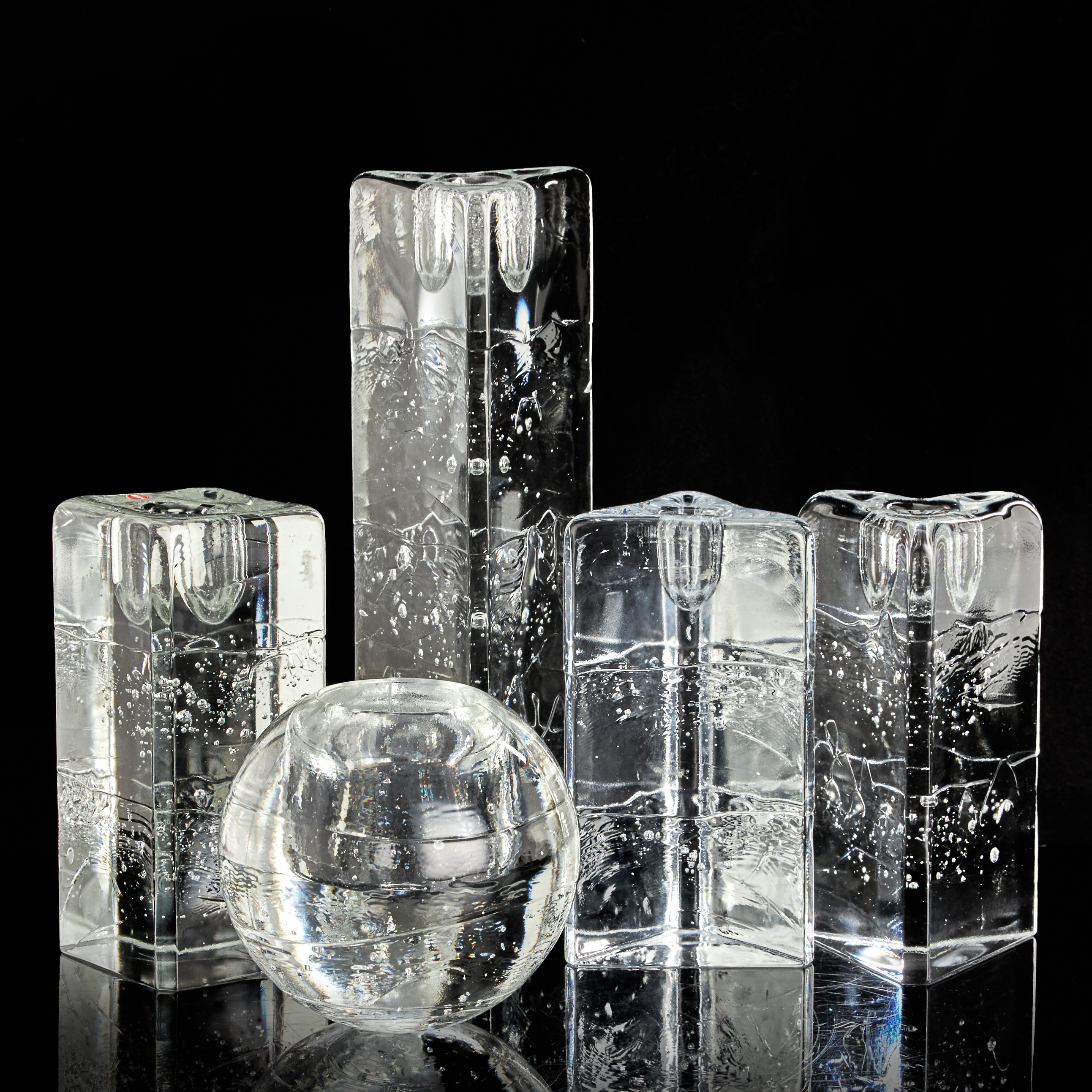 TIMO SARPANEVA (FINLAND, 1926–2006). ljusstakar / ljuslykta, 5 st, "Archipelago", lIittala.