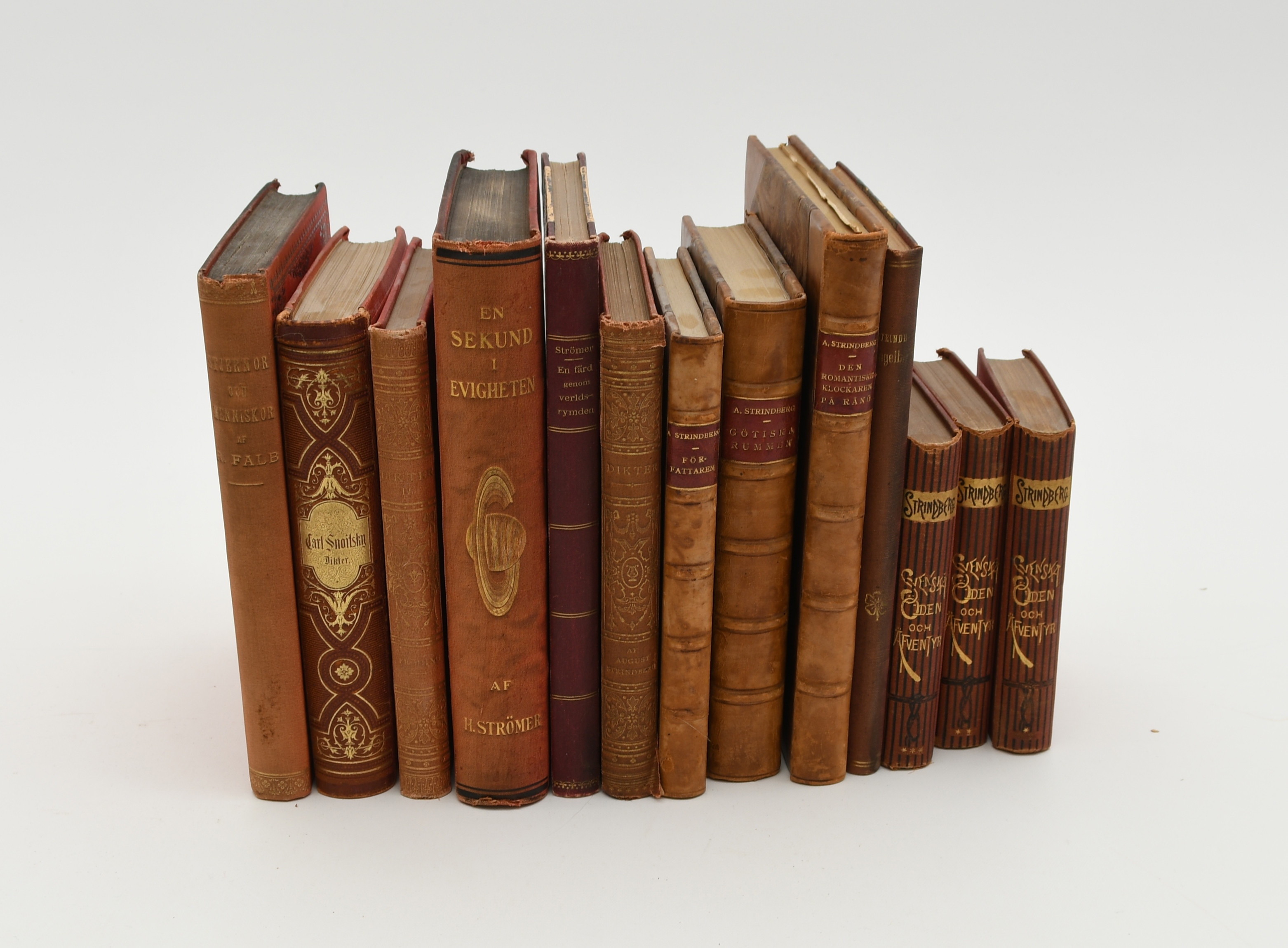 Strindberg. Strömer, Fröding. Snoilsky. Falp. Prosa, drama, romaner mm. 13 volymer.