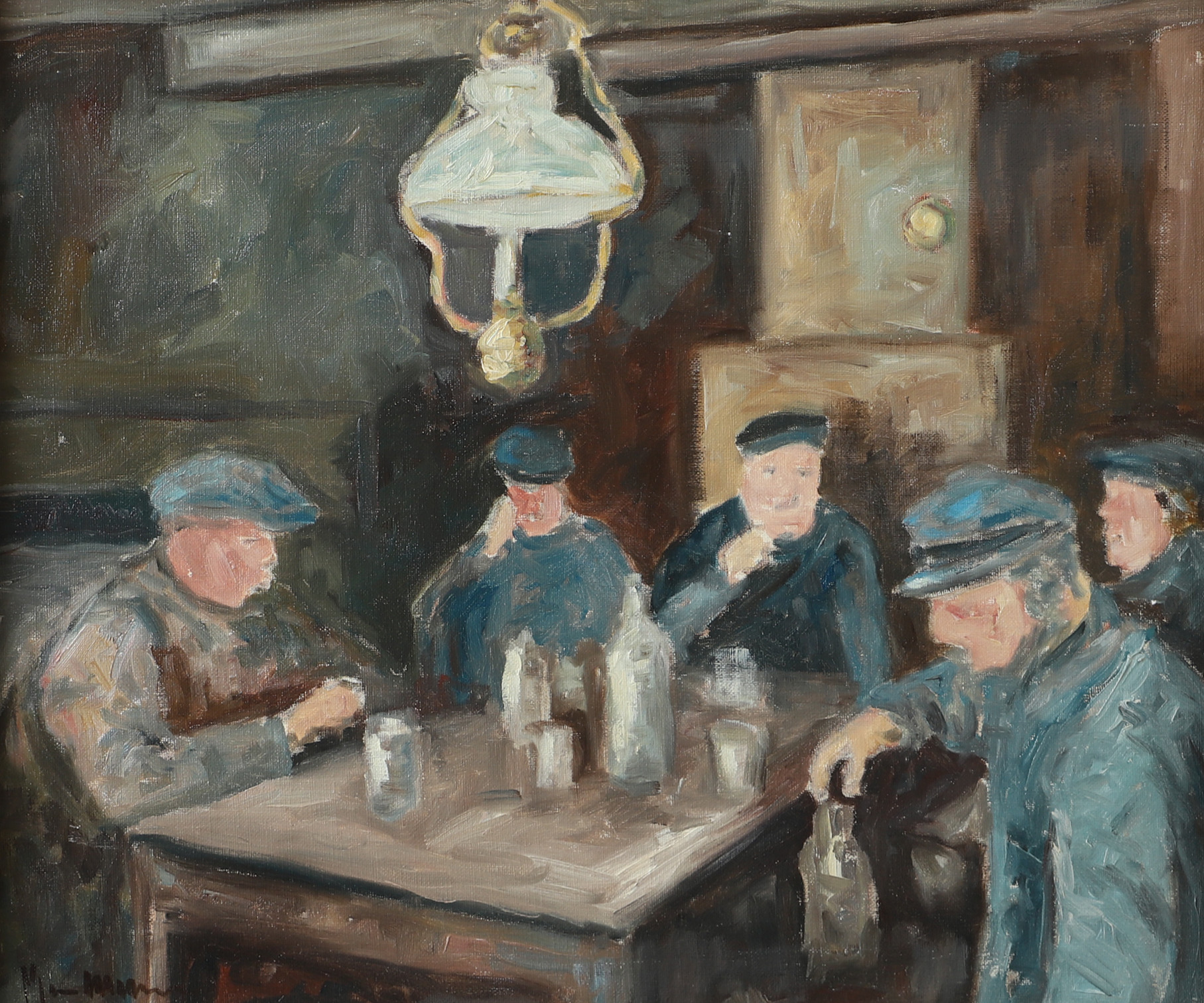 MAGNE MO OHLQVIST. Drickande gubbar, olja på duk, signerad.