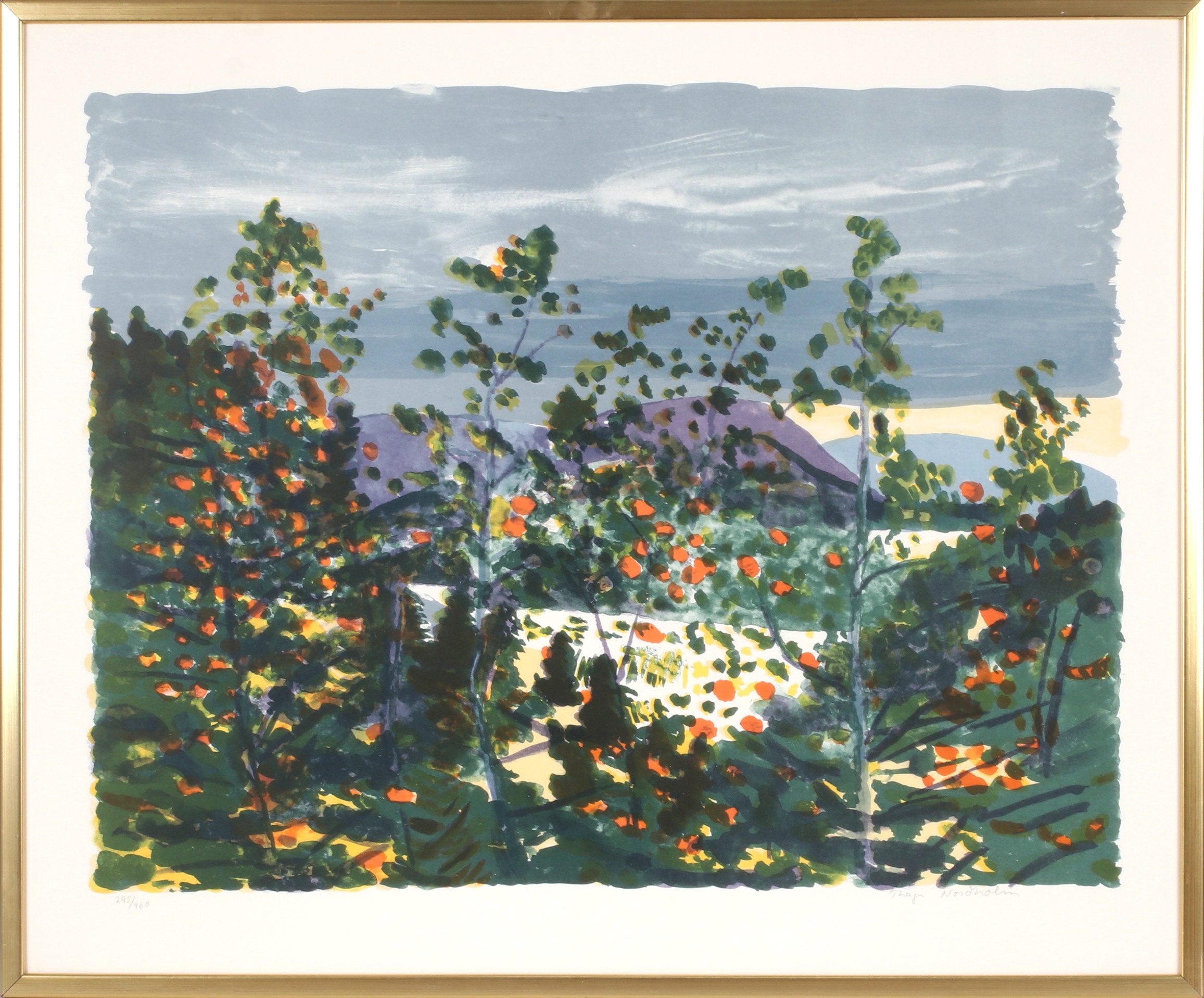 THAGE NORDHOLM. Kustlandskap Nordingrå, litografi, signerad och numrerad 295/460.