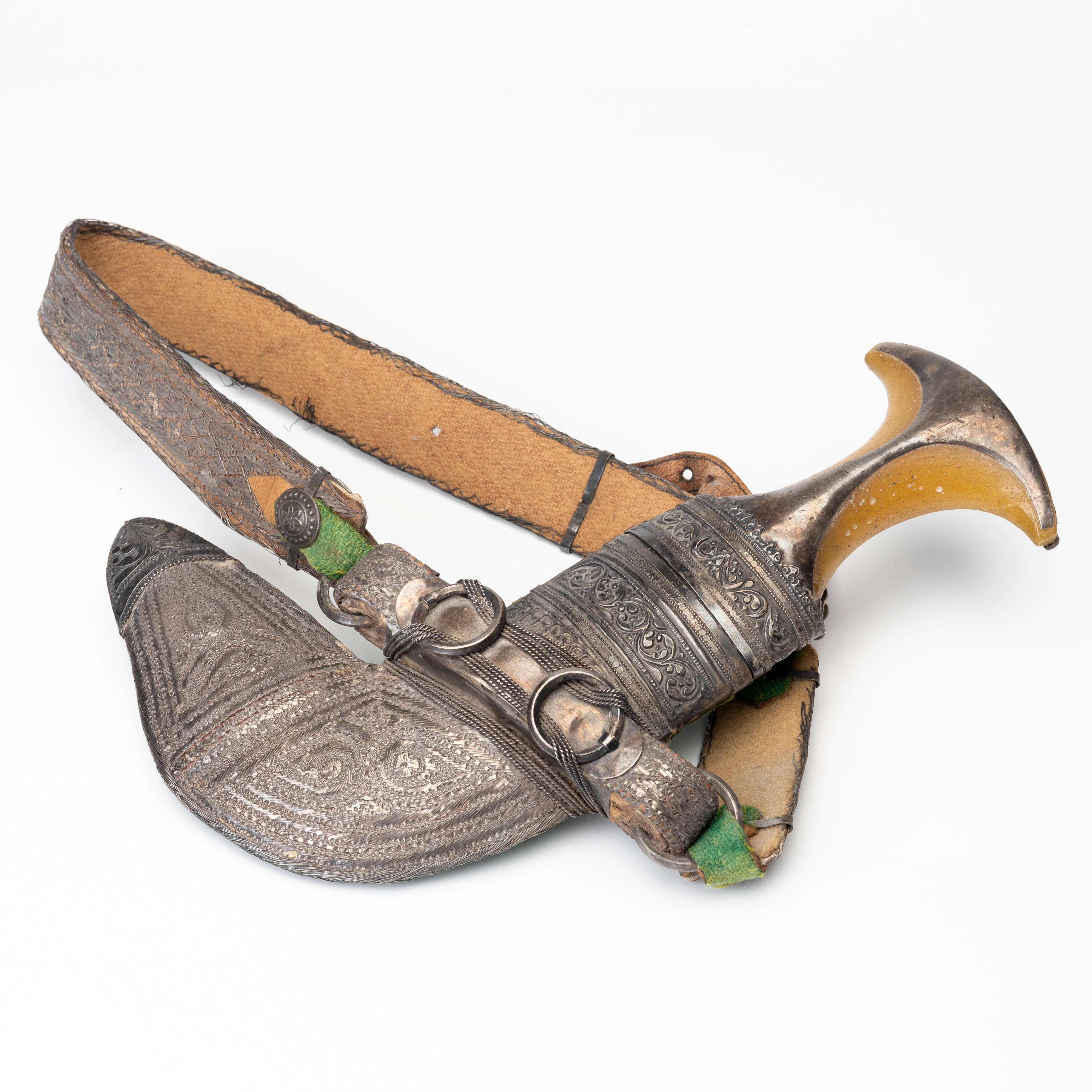 DOLK, Jambiya, delvis låghaltigt silver, Jordanien, 1900-tal.
