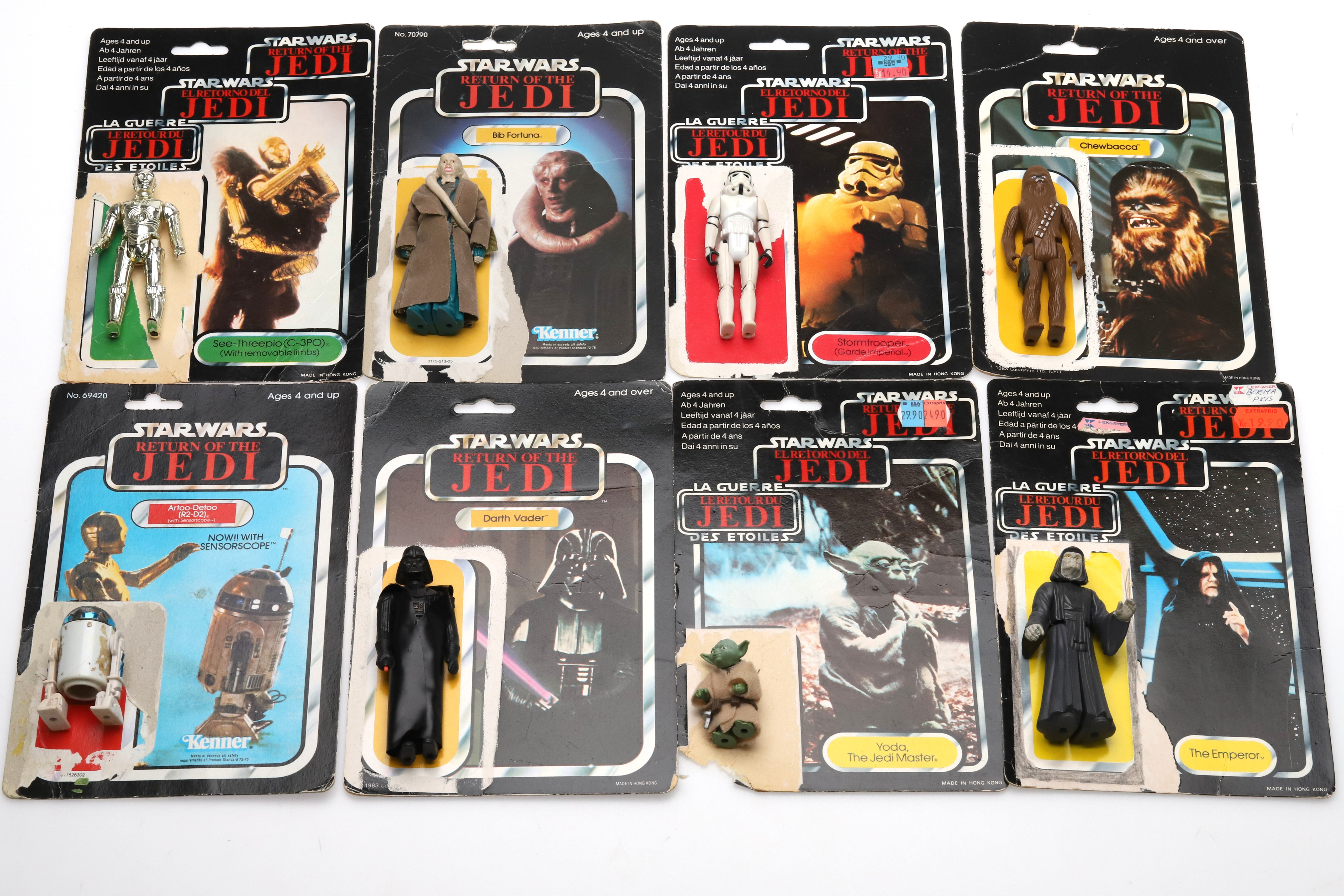 STAR WARS ACTIONFIGURER med blisterkort, 36 st, Kenner, 1983.
