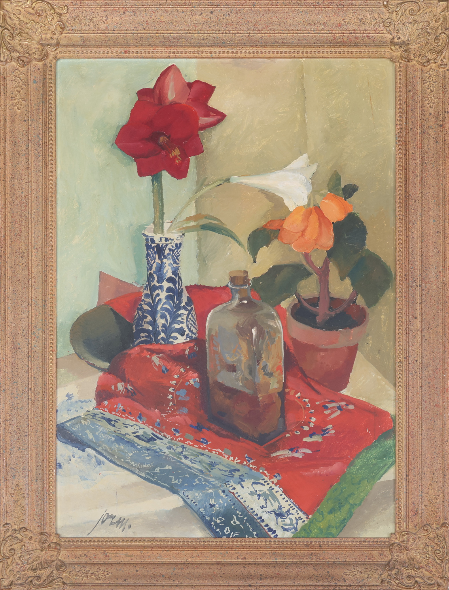 ARVID JORM. Olja på duk, blomsterstilleben, signerad. 1892-1964.