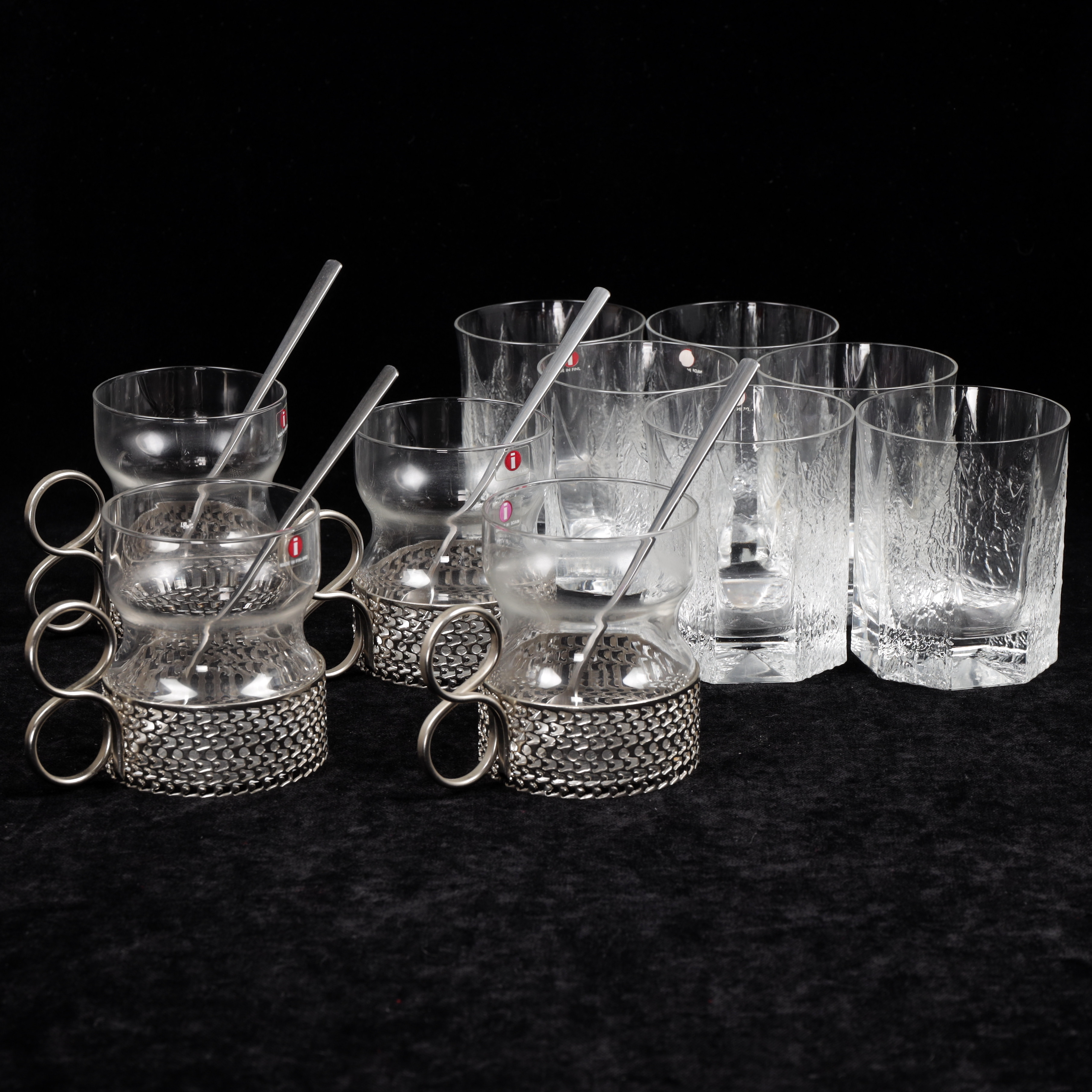 TIMO SARPANEVA. DRICKSGLAS samt IRISH COFFE-GLAS, 10 st, Iittala, Finland.