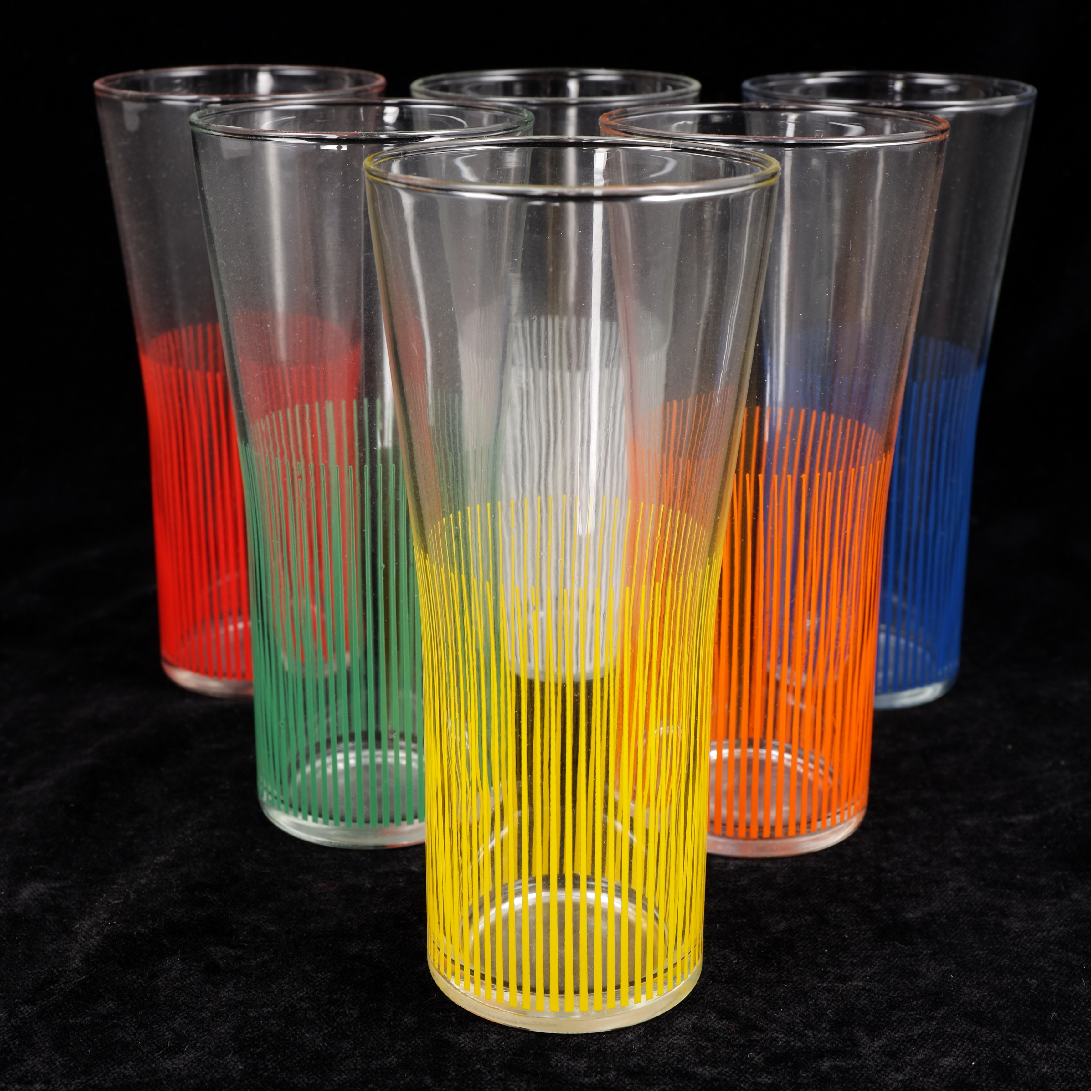 BENGT ORUP. "Stripe", glas, 6 st, Johansfors, 1900-talets mitt.