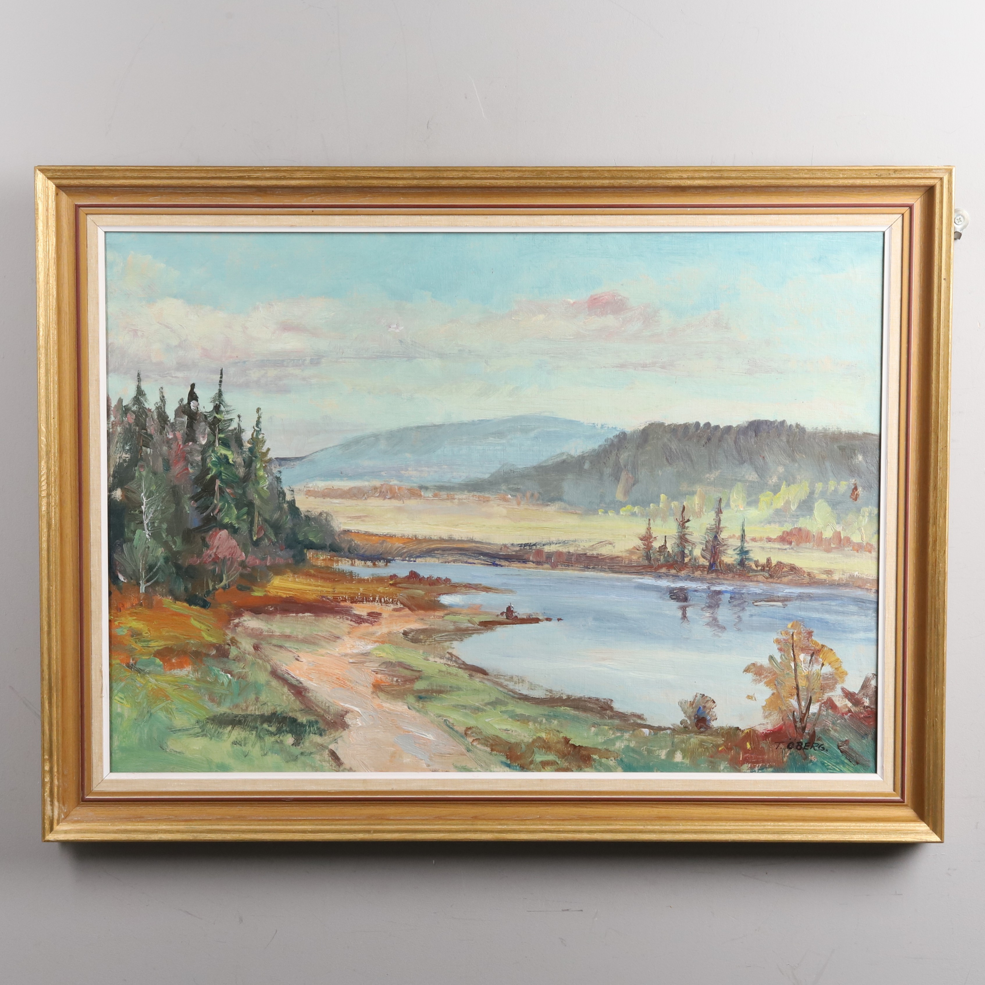 OIDENTIFIERAD KONSTNÄR. Olja på duk, "Sjömotiv", signerad T. Öberg.