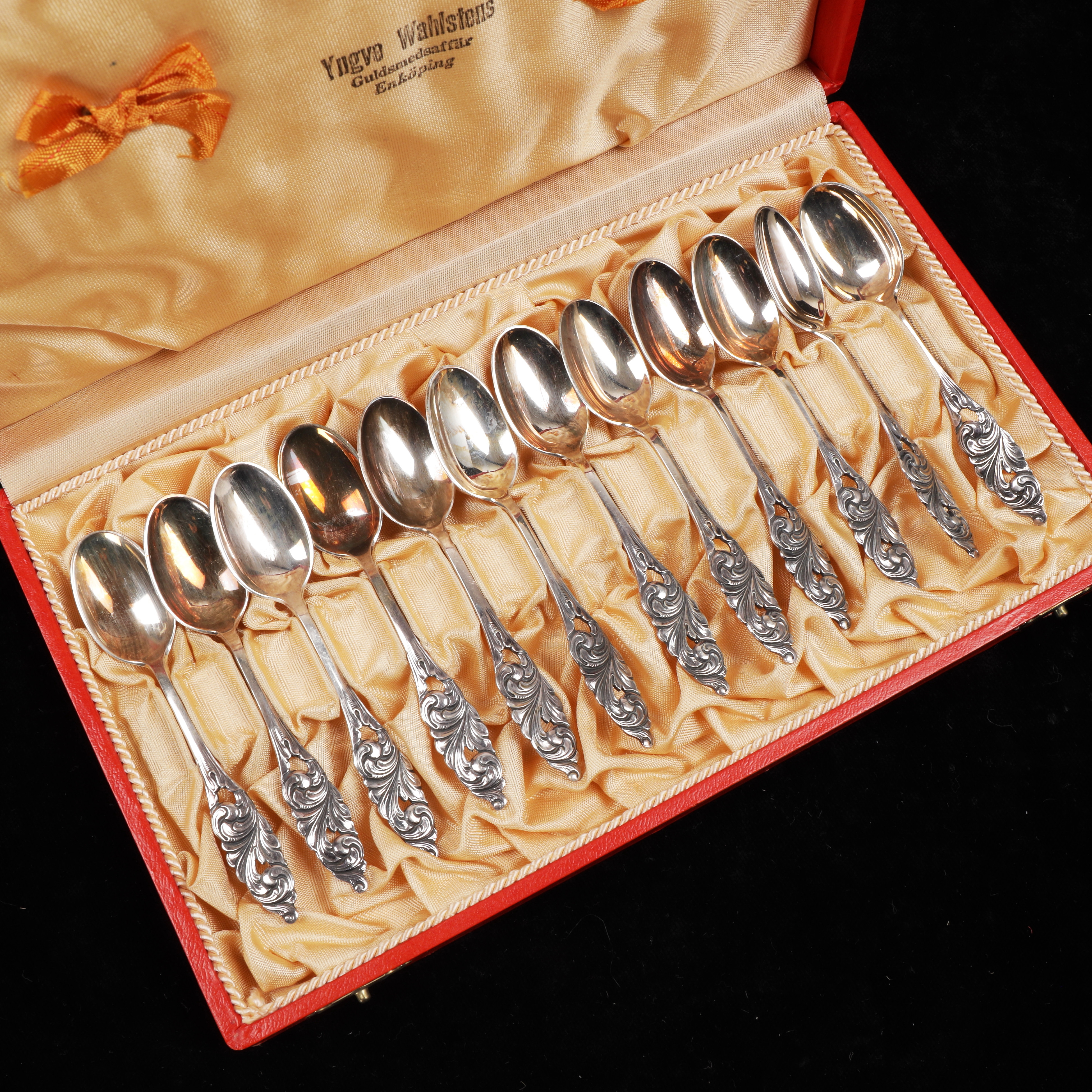 KAFFESKEDAR, 12 st, silver, Norge, vikt 107 gram.