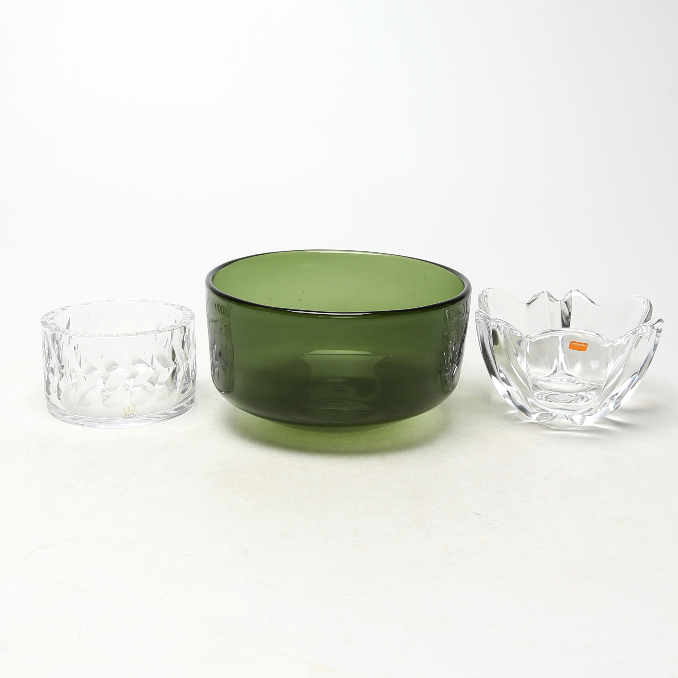 SKÅLAR, 3 st, glas, bland annat Kosta.