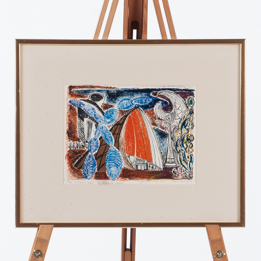 PAUL HOLSBY. "Stillhetens Tempel", färglitografi, signerad, daterad och numrerad.