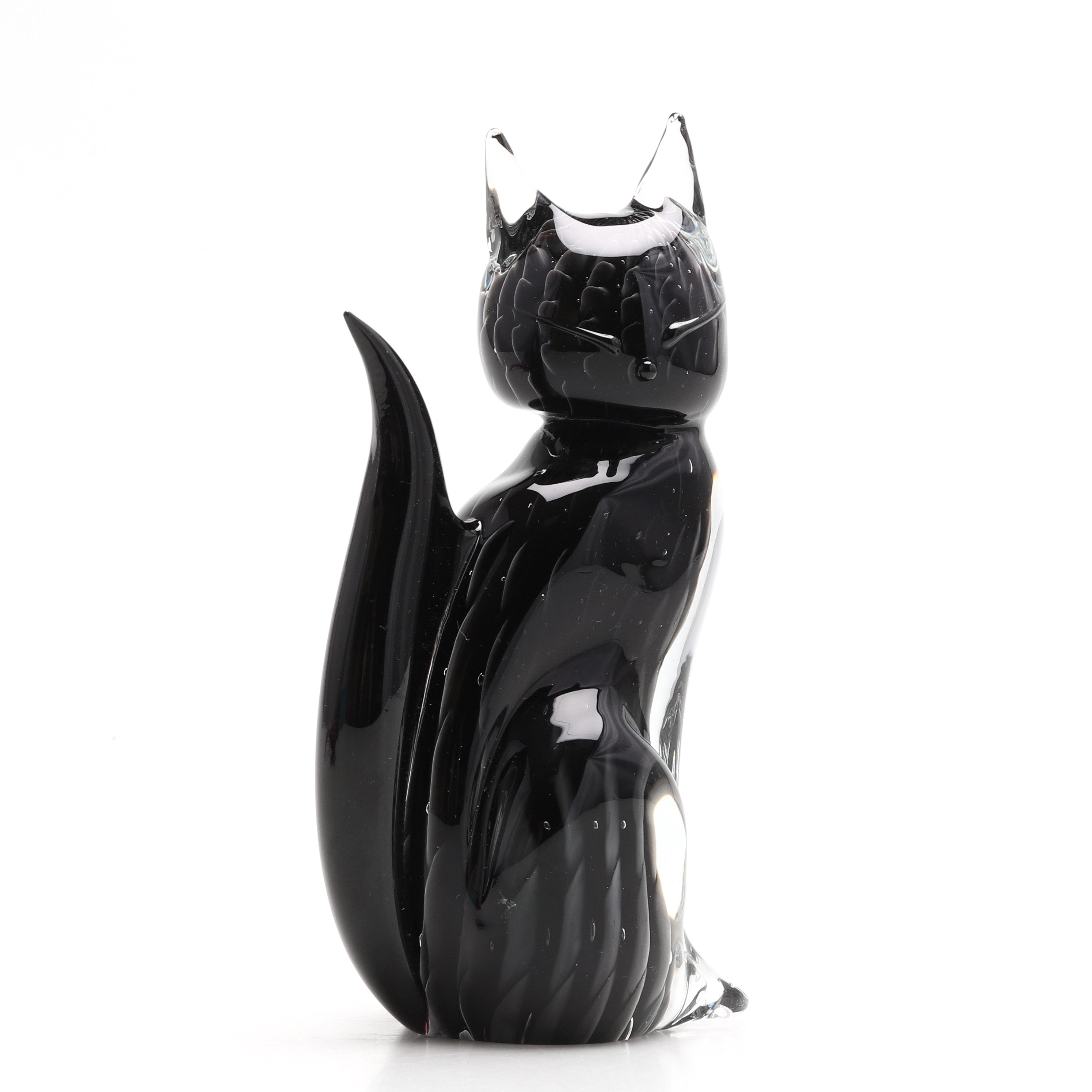 FIGURIN, katt, glas, Formia, Murano, etikettmärkt.