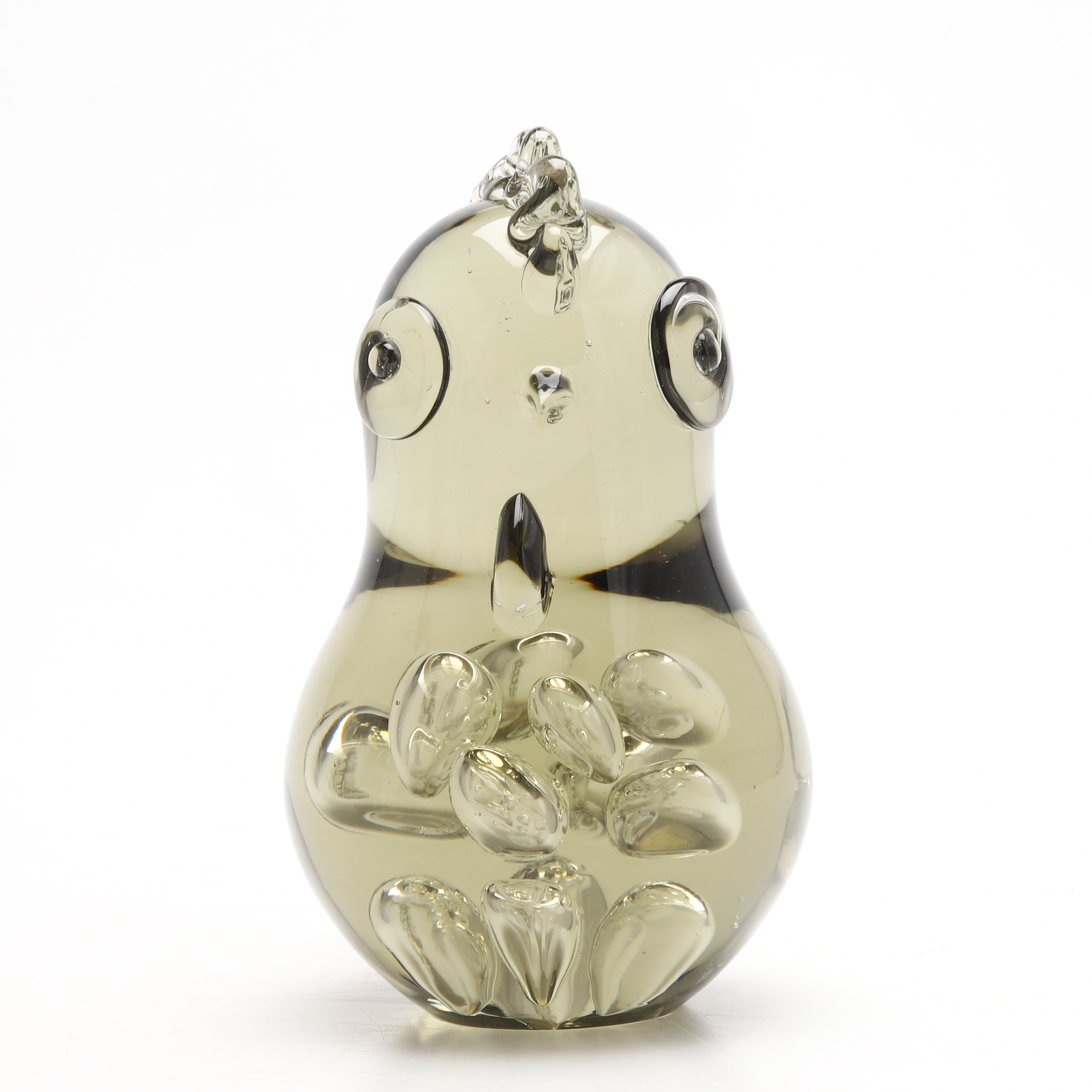 FIGURIN, höna, glas, Murano, Italien 1900-talets slut.