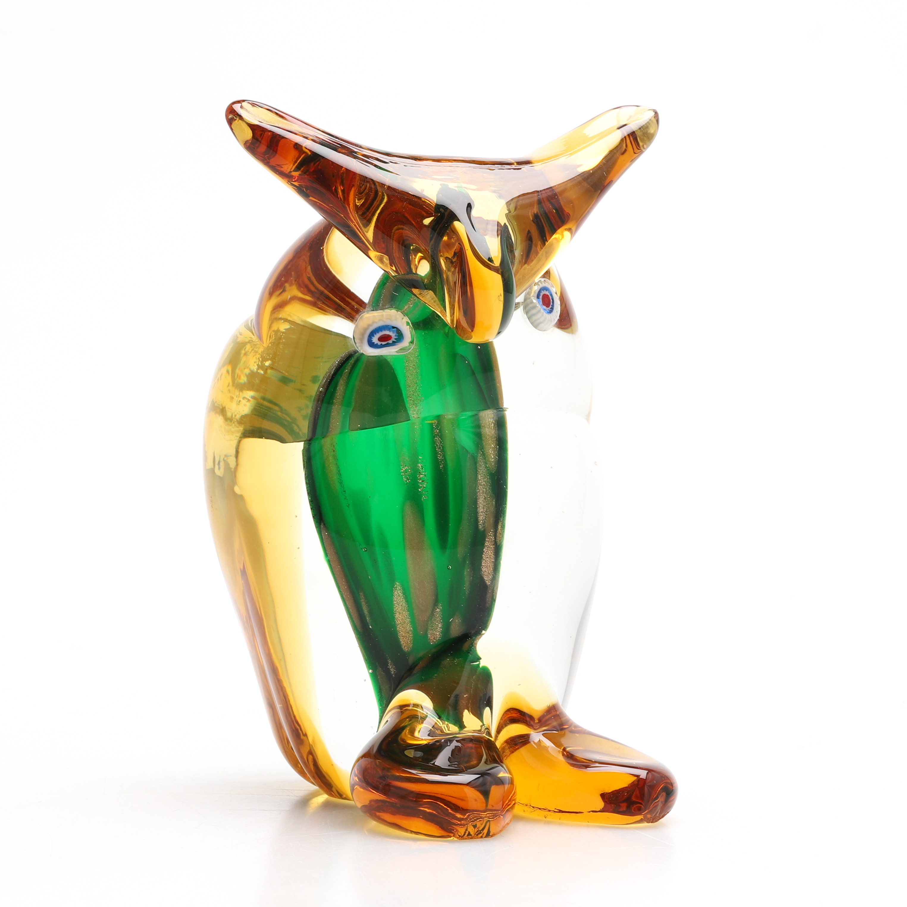 FIGURIN, uggla, glas, Murano, Italien 1900-talets andra hälft/slut, etikettmärkt.