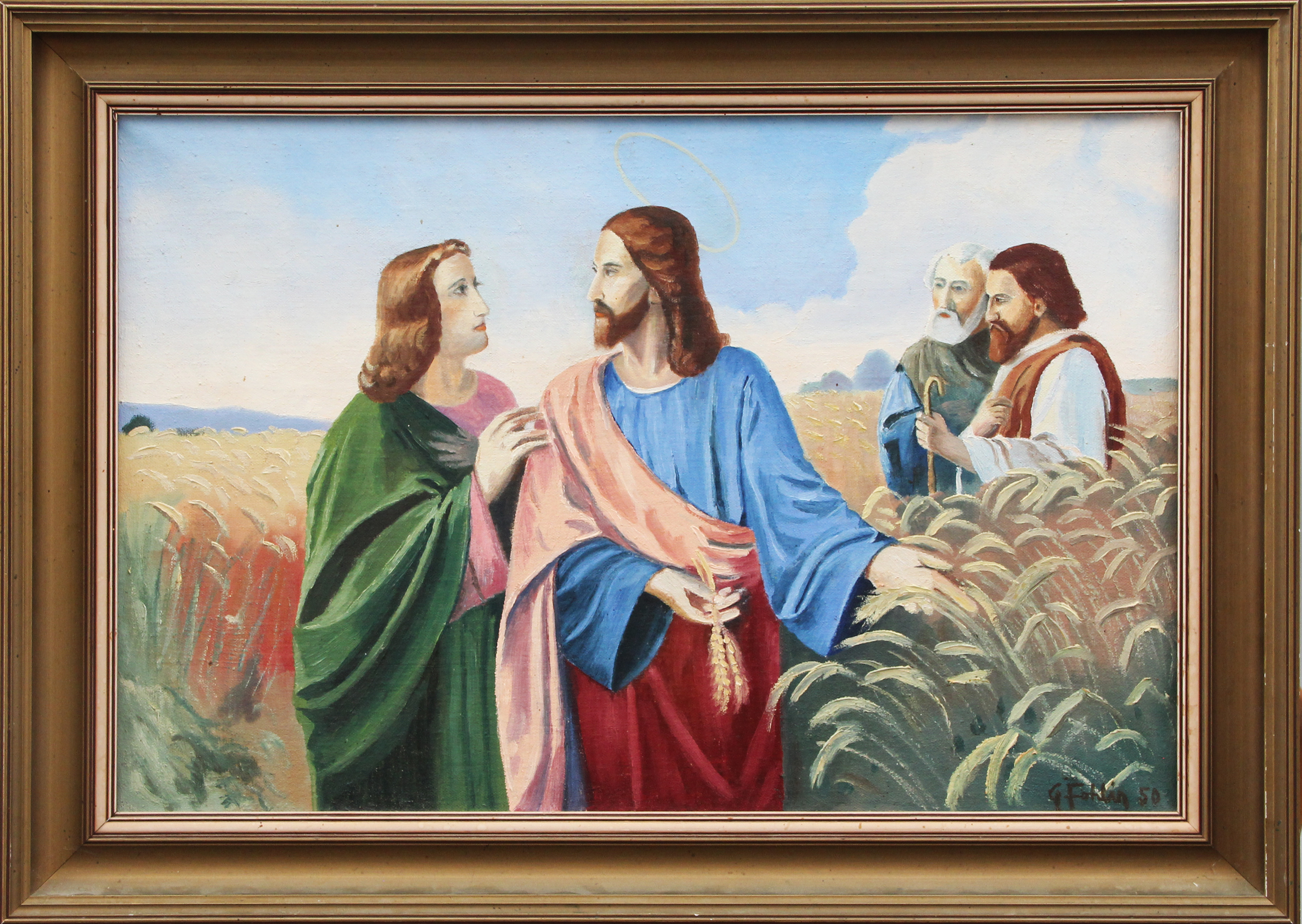 GUNNAR  FOHLIN. OLJA, på duk, Kristet motiv, signerad, 1950.