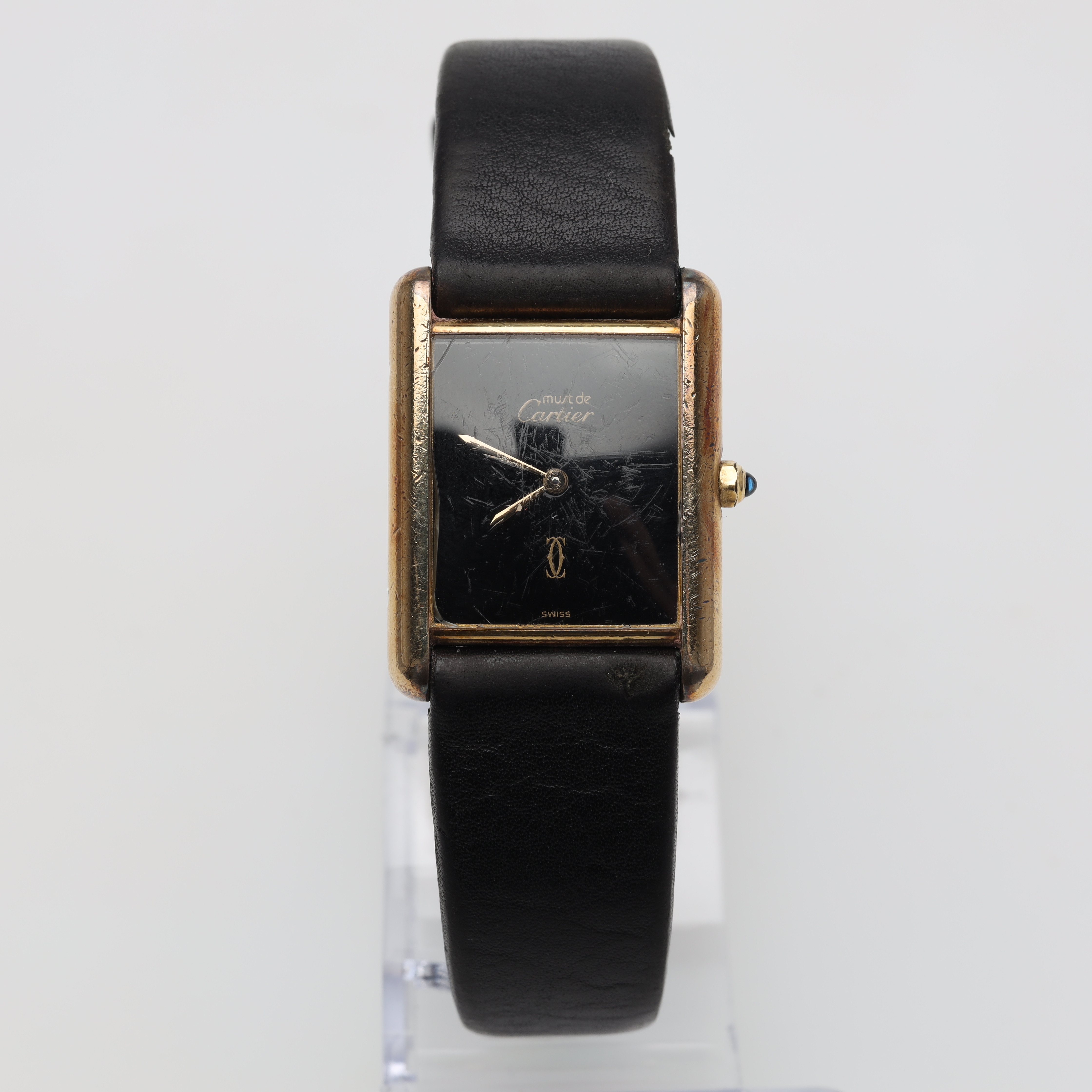 ARMBANDSUR must de CARTIER Tank, vermeil Argent quartz.