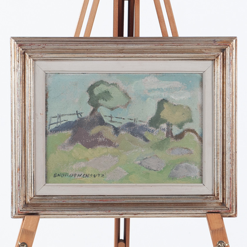 BRITA NORDENCREUTZ. Landskap. Blandteknik på pannå, signerad.